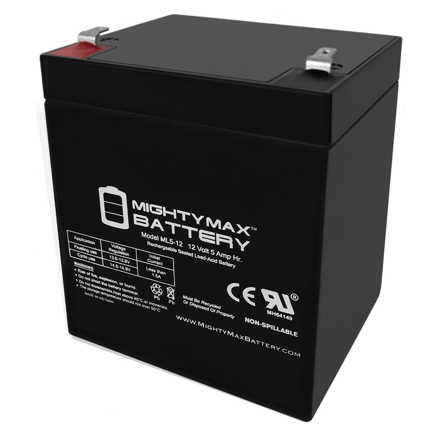 12V 5AH SLA Replacement Battery compatible with SigmasTek Yuasa NP4-12