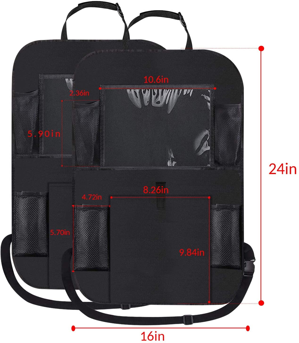 2 Pack Car Back Seat Organizer – Universal Car Seat Back Protectors Kick Mats with 5 Storage Pockets Touchable Tablet Holder for Kids Baby Vehicle Organizer