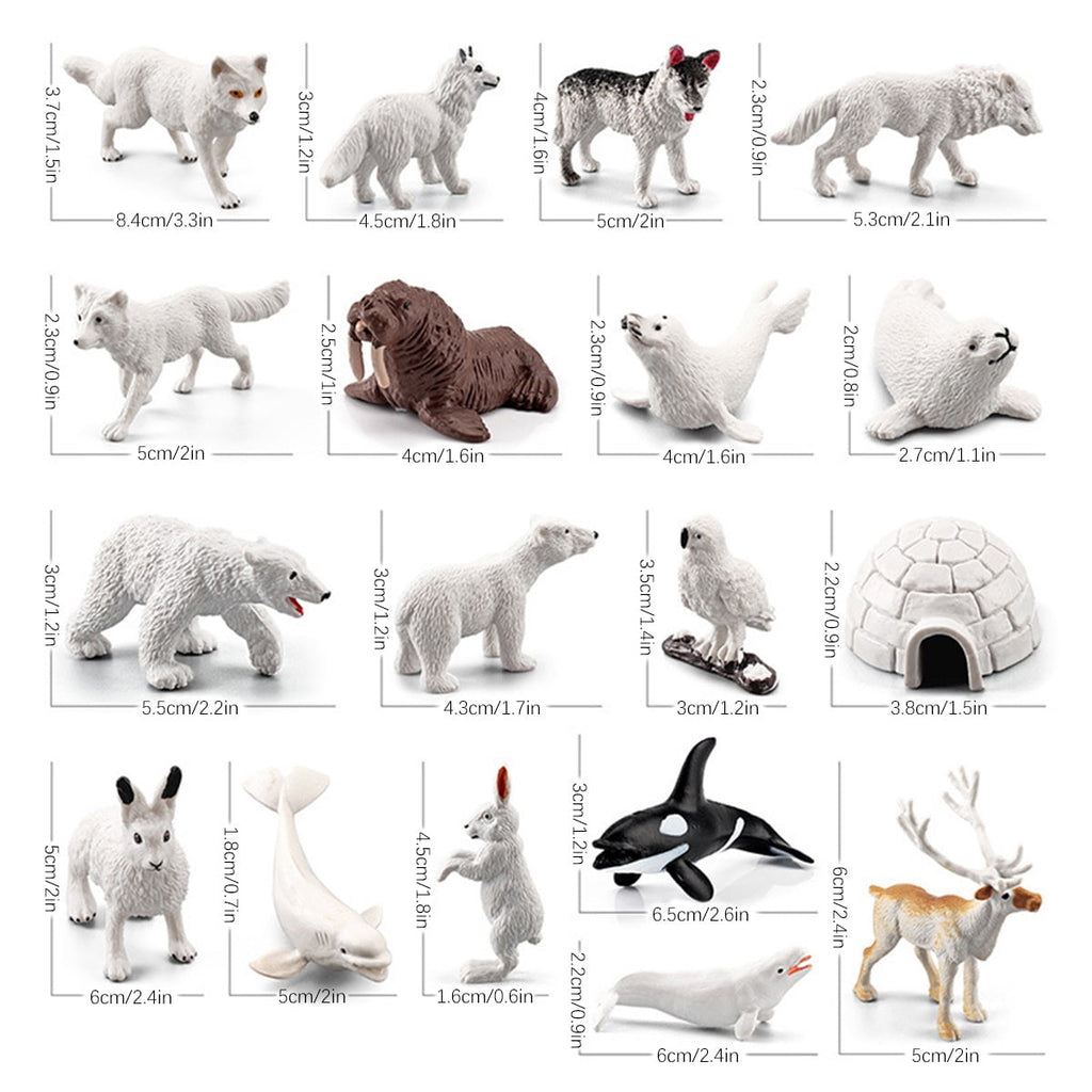 17pcs Polar Animal Figurines with a Mini Igloo Model Simulation Mini Arctic Animals Toys Set Early Educational 3D Arctic Animal Figurines Set Decoration Arctic Bear Miniature for Toddlers Ages 3+