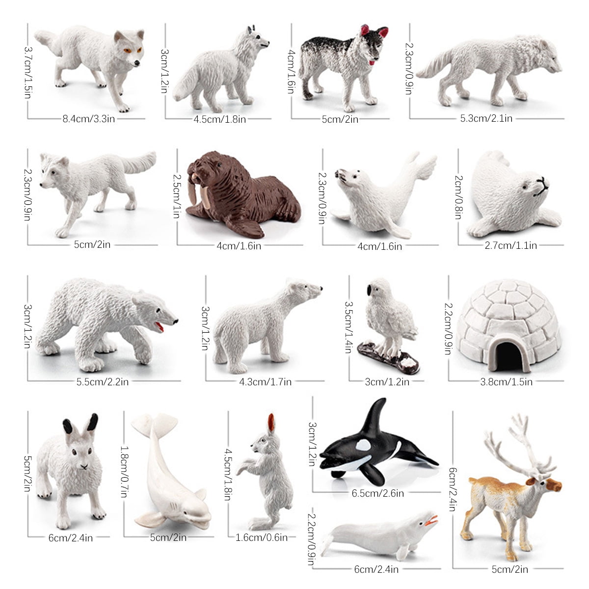 17pcs Polar Animal Figurines with a Mini Igloo Model Simulation Mini Arctic Animals Toys Set Early Educational 3D Arctic Animal Figurines Set Decoration Arctic Bear Miniature for Toddlers Ages 3+