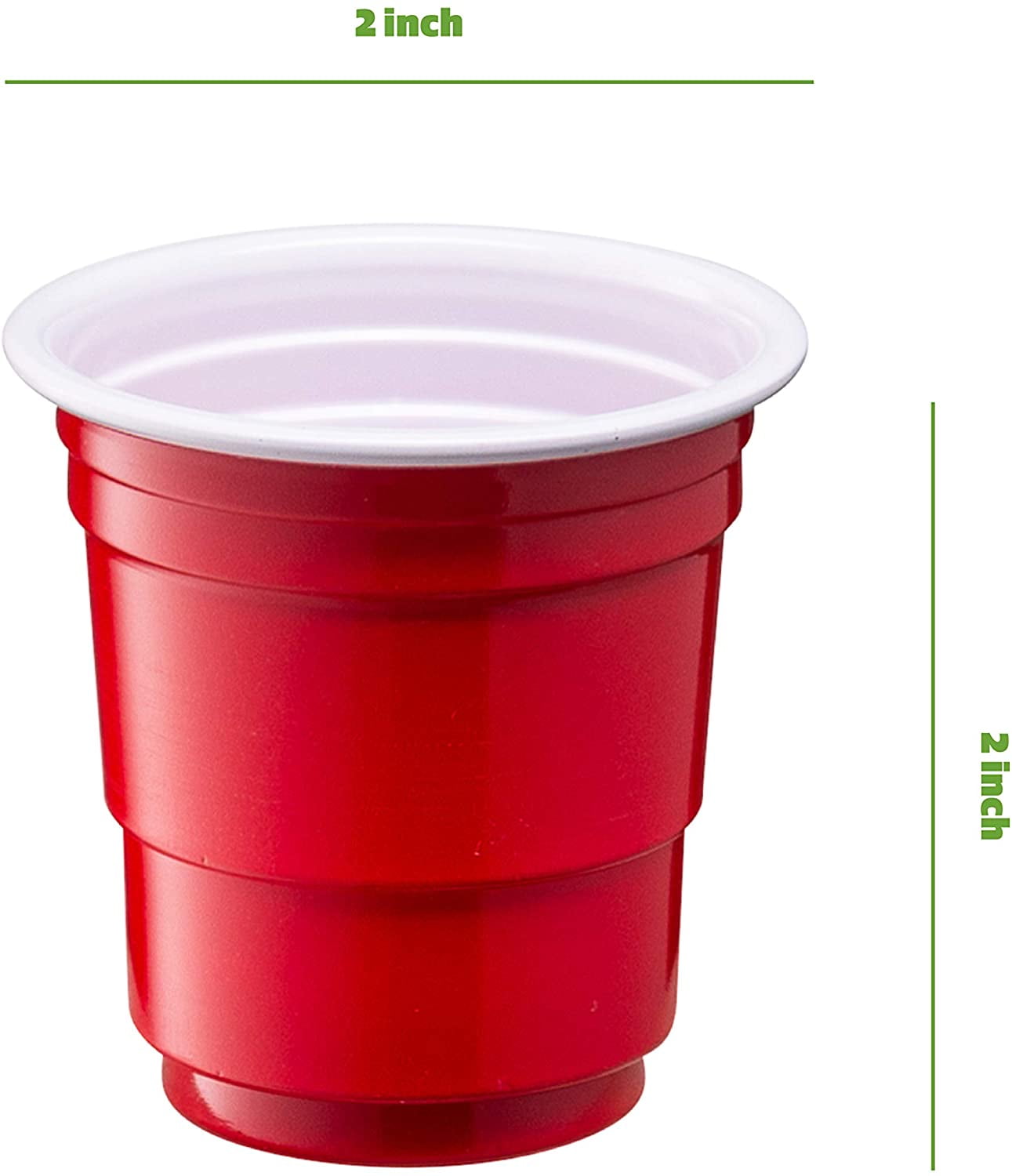 2 Ounce Mini Plastic Shot Glasses – Red (300 Count)