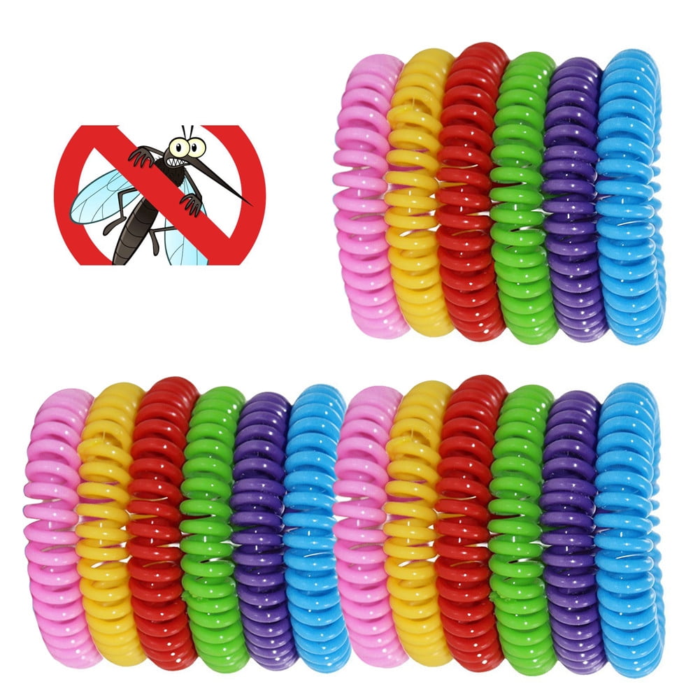 18 Pack Natural Mosquito Insect Repellent Bracelets Outdoor Indoor Bug Pest Control Wristbands for Babies Toddler Kids (Yellow Blue Pink Red Green Purple)