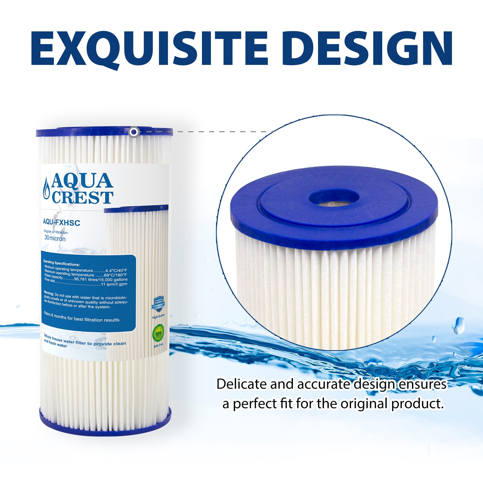 2 Pack AQUACREST FXHSC Replacement for GE® FXHSC, Culligan R50-BBSA, Pentek R50-BB and DuPont WFHDC3001, American Plumber W50PEHD Whole House Sediment Filter