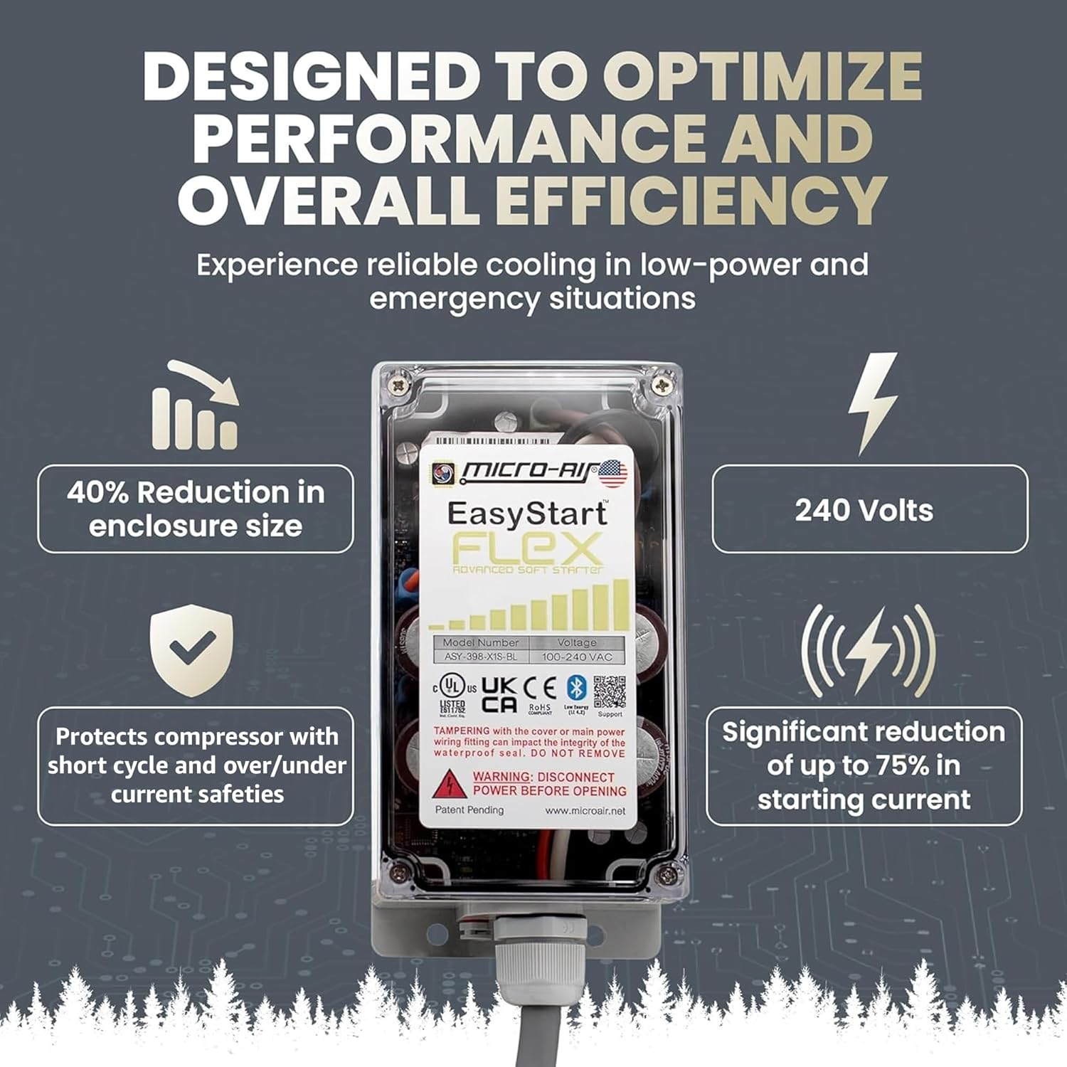 EasyStart FLEX 398 - Bluetooth Soft Start Kit for Home Air Conditioner, RV & Commercial Use, Works with Generators, Reduces Power Surge, Efficient Start-Up - Up to 6 Tons w/Installation Kit
