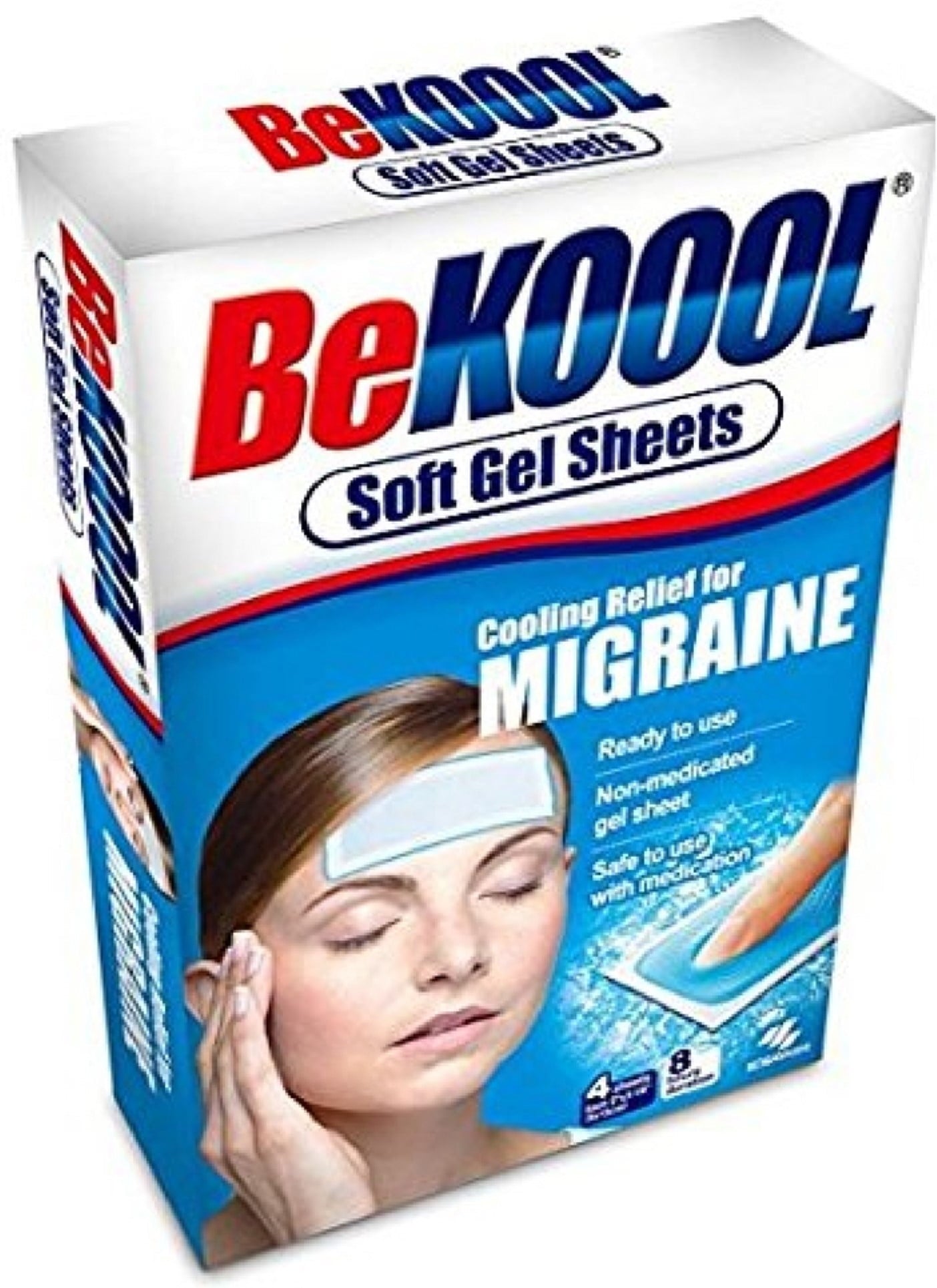 2 Pack – Be Koool Cooling Relief For Migraine Soft Gel Sheets 4 Each