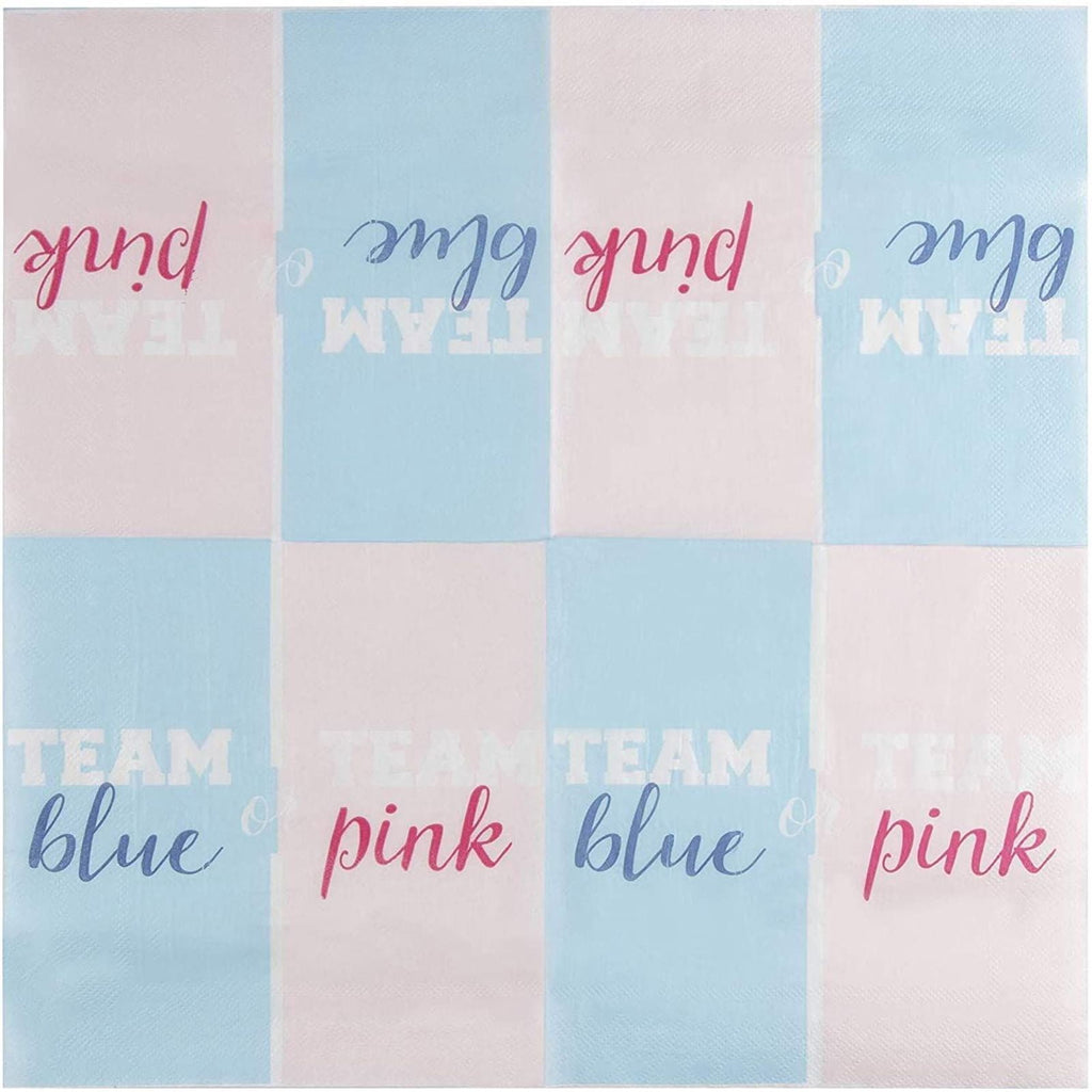 150-Pack Team Blue or Pink Party Napkins, 2-Ply Disposable Paper Luncheon Napkins for Gender Reveal, Baby Shower Supplies, Folded 6.5 inches
