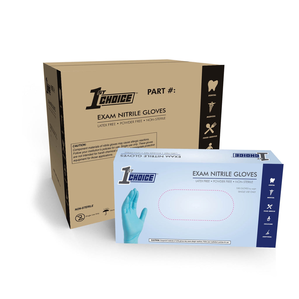 1st Choice Blue Nitrile Disposable Chemo-Rated & Fentanyl-Resistant Exam Gloves 3 Mil, Medium 200