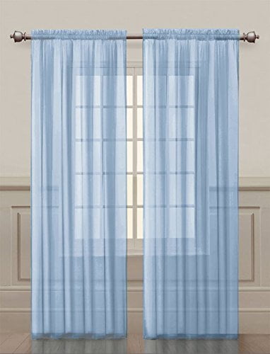 2 Pack: Ultra Luxurious High Thread Rod Pocket Sheer Voile Window Curtains by GoodGram® – Baby Blue