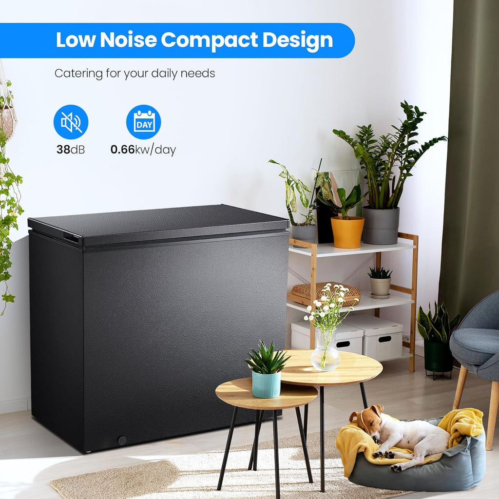 3.5 Cubic Feet Chest Freezer with 2 Removable Baskets Free Standing Top Open Door Compact Freezer with Adjustable Temperature for Home/Kitchen/Office/Bar (3.5 Cubic Feet, White)