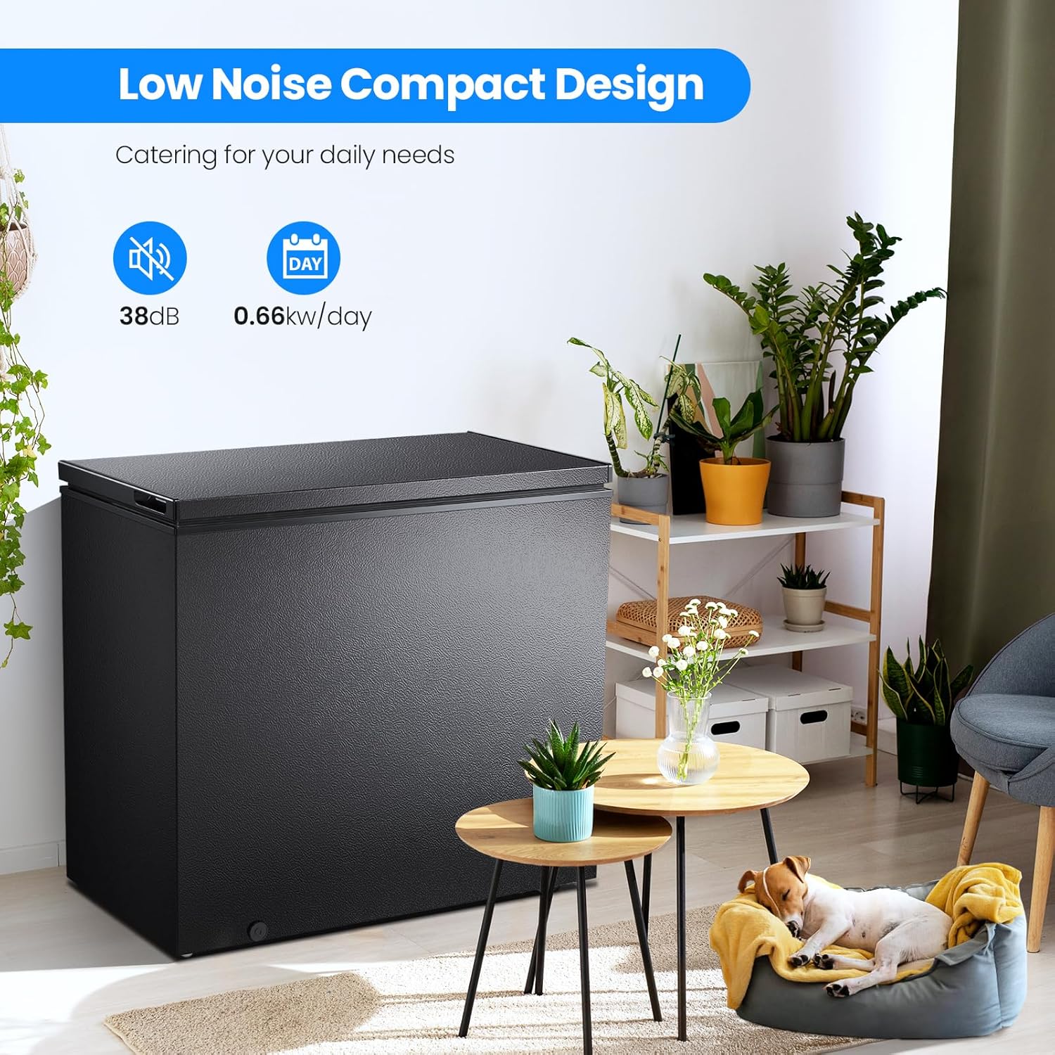 3.5 Cubic Feet Chest Freezer with 2 Removable Baskets Free Standing Top Open Door Compact Freezer with Adjustable Temperature for Home/Kitchen/Office/Bar (3.5 Cubic Feet, White)