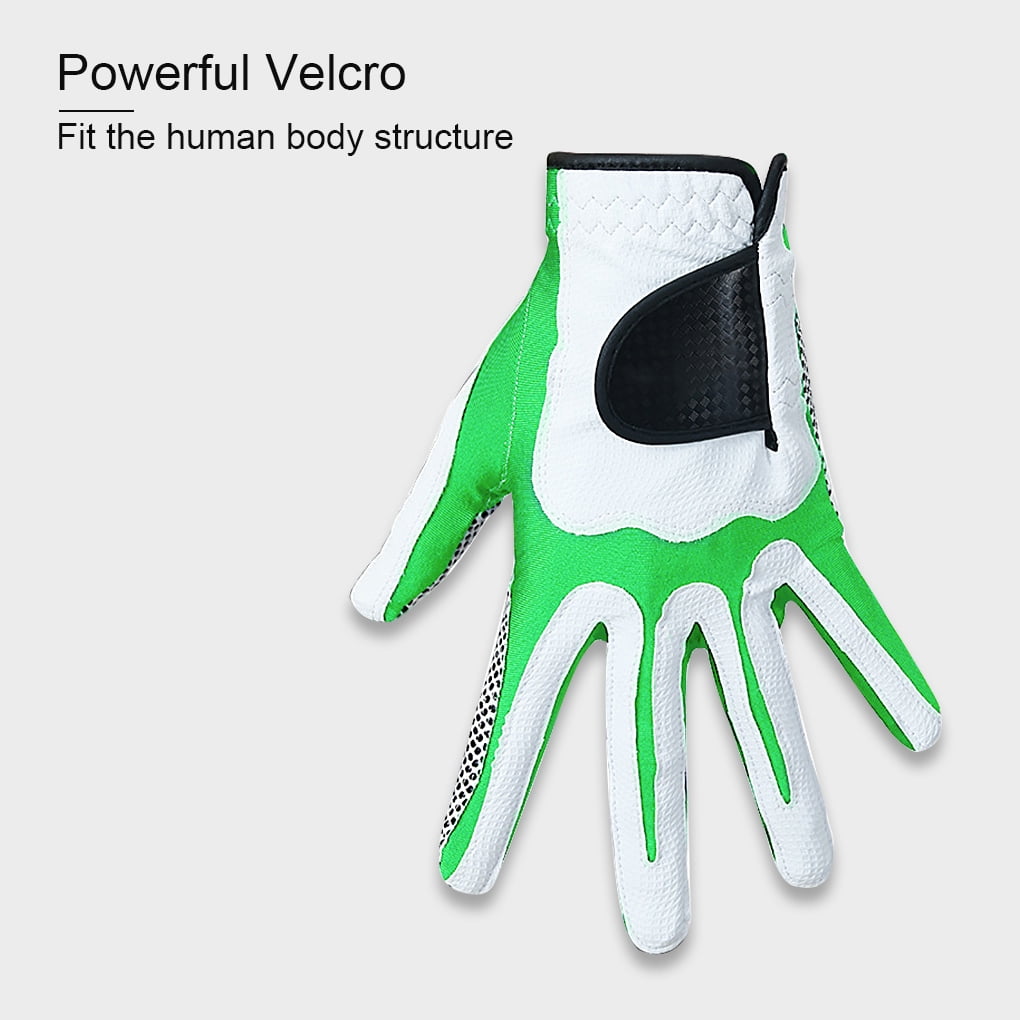 1pc Golf Glove Men Anti-slip Golf Glove Microfiber Elastic Sport Mitten, Left, White Green, ML