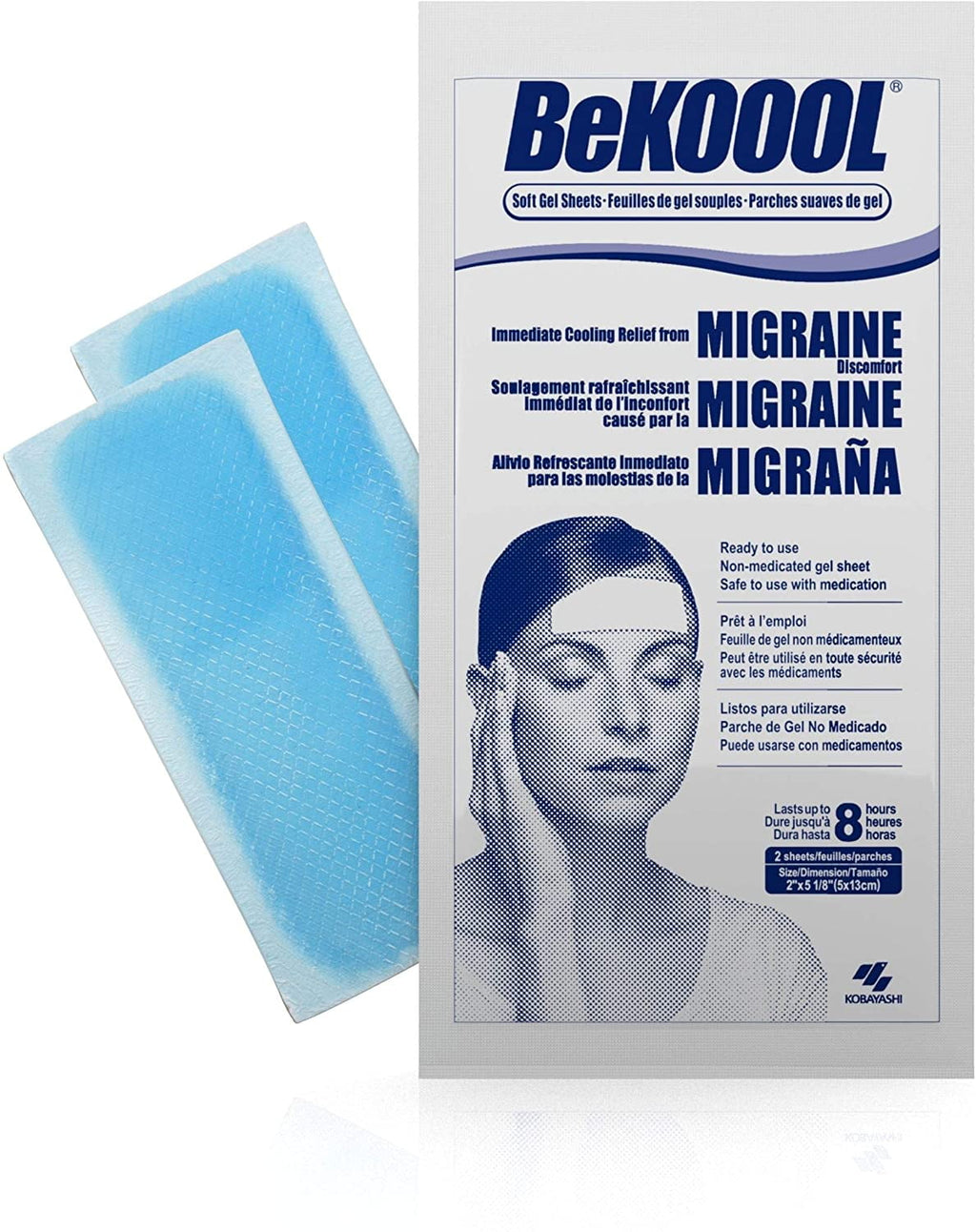 2 Pack – Be Koool Cooling Relief For Migraine Soft Gel Sheets 4 Each