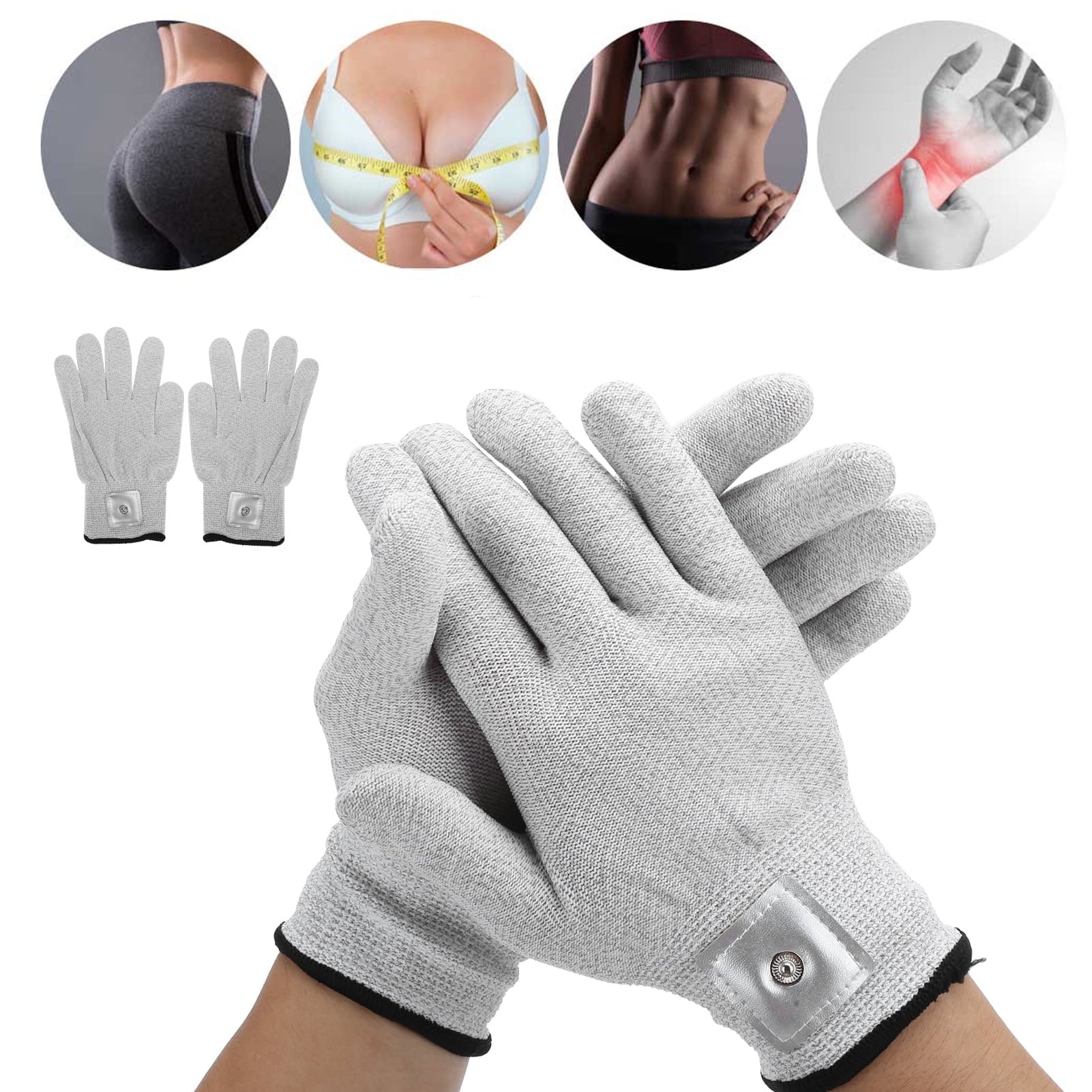 2 Pairs Electrode Gloves Electrotherapy Massager Wear‐Resistant Gloves for TENS Machine