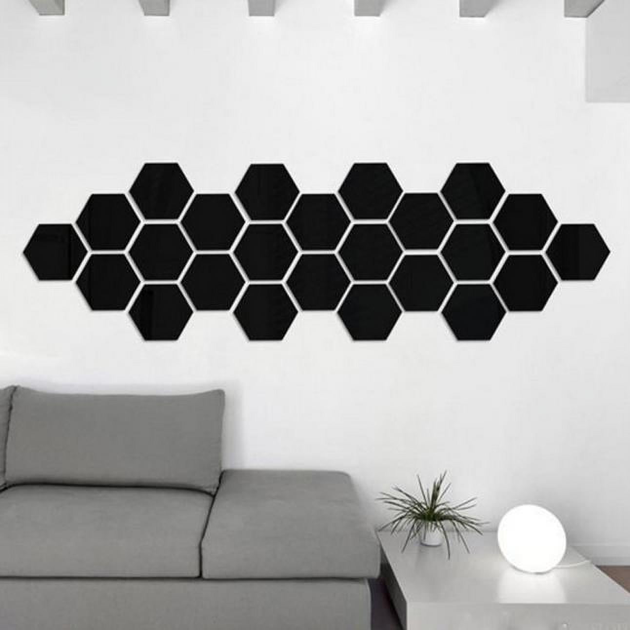 12Pcs 3D Mirror Hexagon Vinyl Removable Wall Sticker Decal Home Decor Art Black house decorations living room
