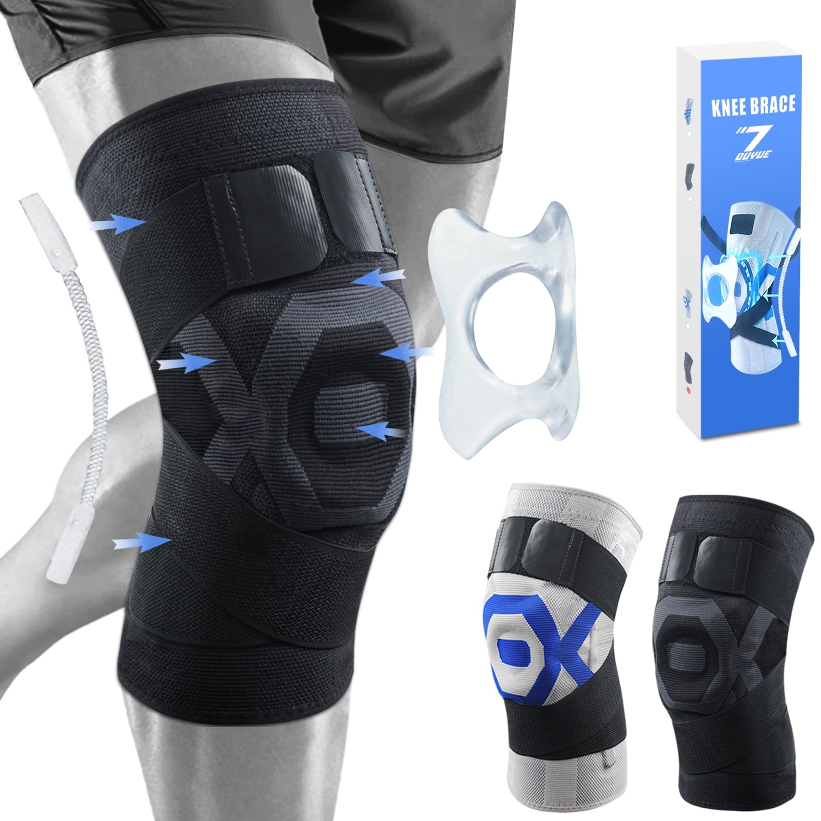 2 Pack Knee Brace | Knee Compression Sleeve for Men & Women | Knee Support for Running | Medical Grade Knee Pads for Meniscus Tear,ACL,Arthritis,Joint Pain Relief.,2*Black