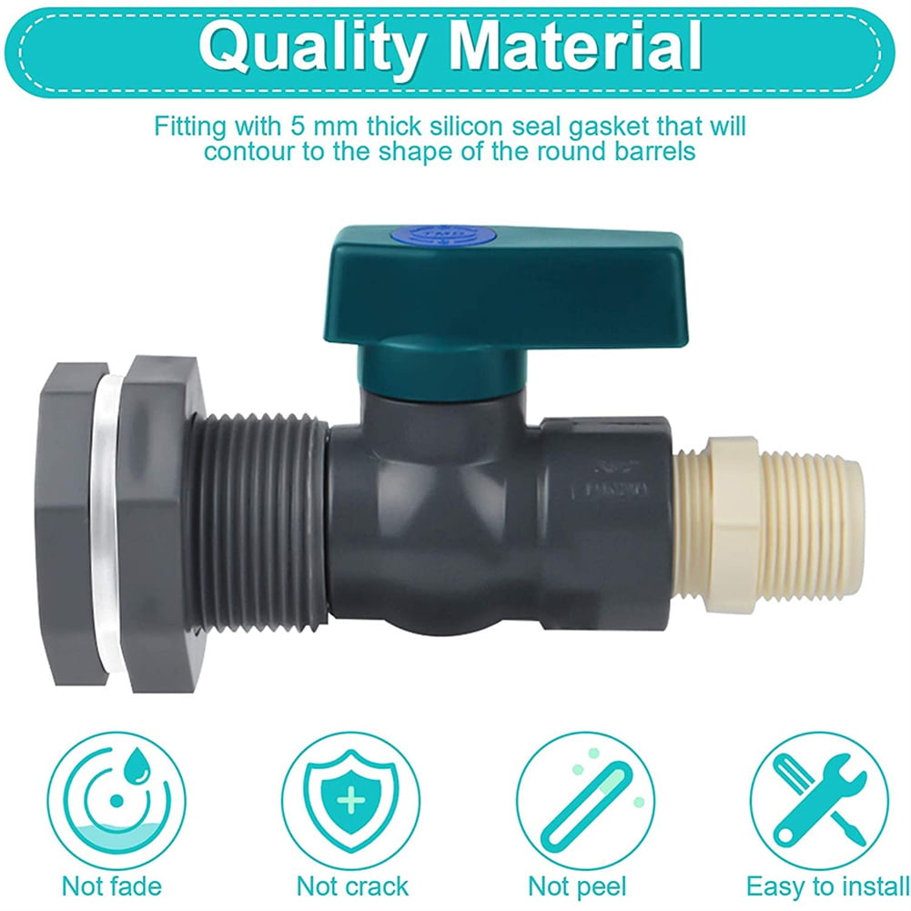 1Set Rain Barrel Diverter Kit Water Barrel Spigot Fittings Ball Valve Garden Faucet