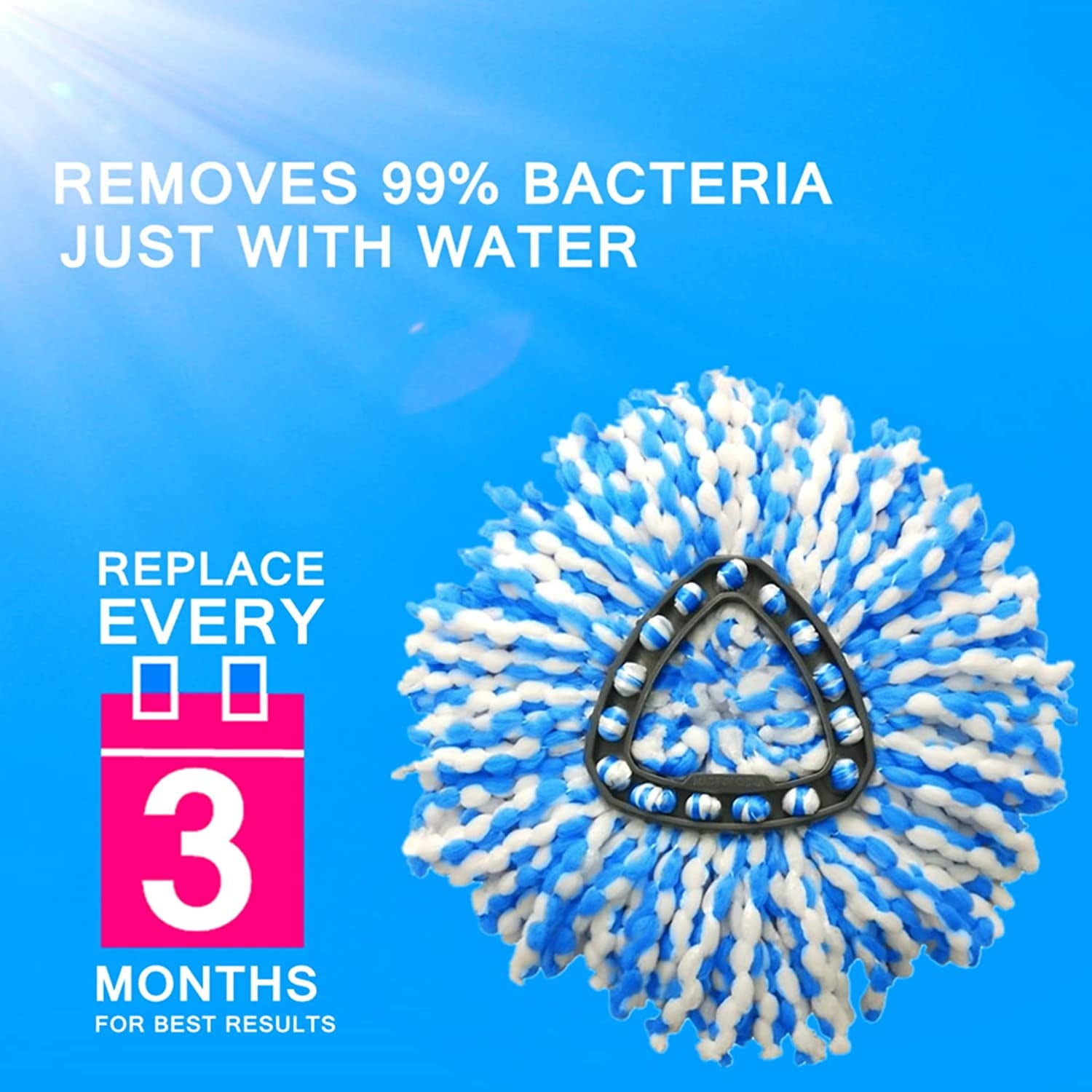 2 Pack Mop Head Refill, KZKR Microfiber Spin Mop Replacement Compatible with rinse clean 2-Tank System Mop Replace Refills