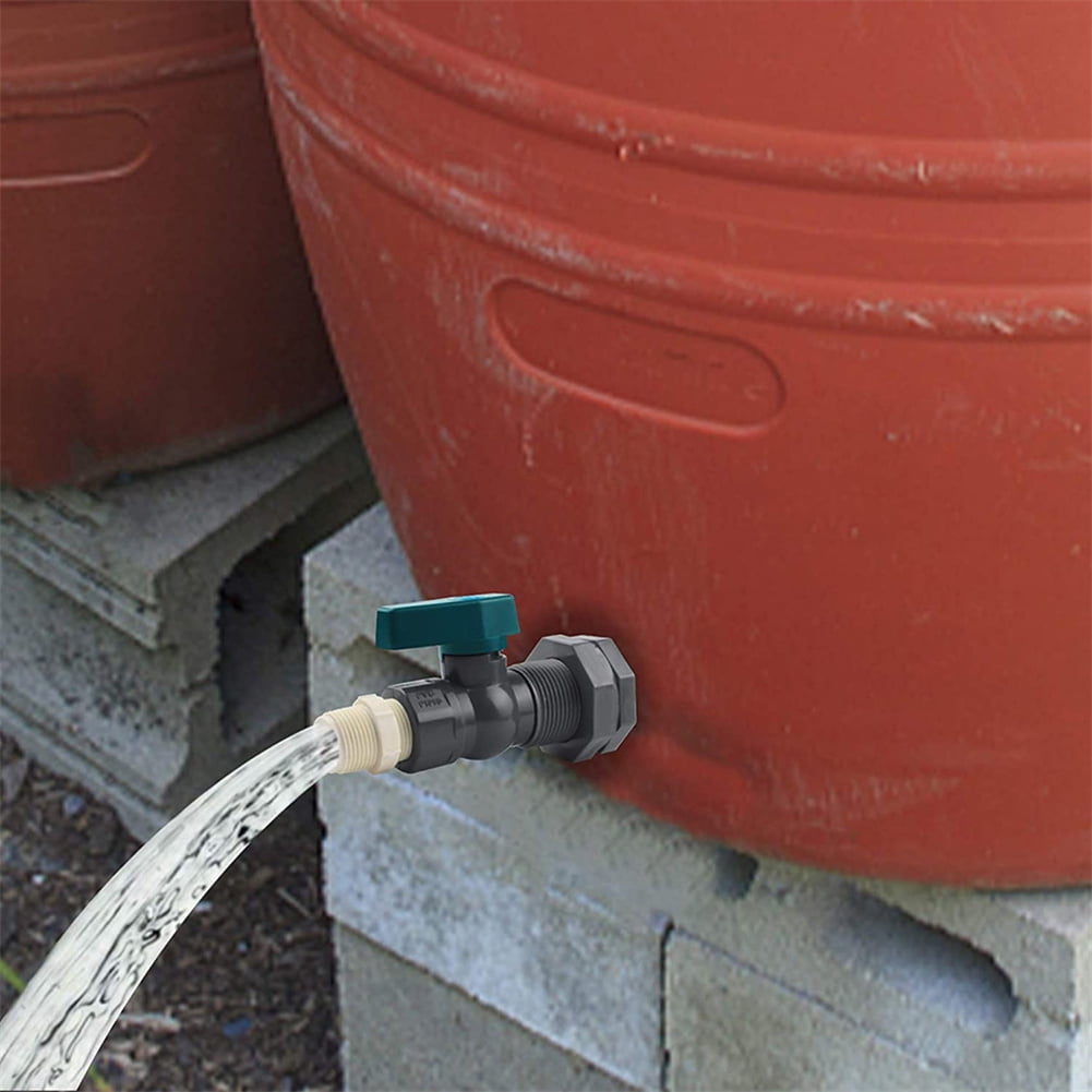 1Set Rain Barrel Diverter Kit Water Barrel Spigot Fittings Ball Valve Garden Faucet