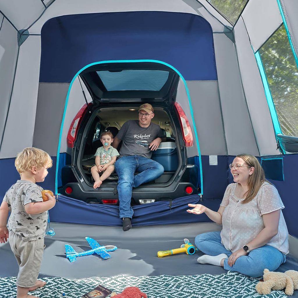5-9 Person SUV Tent with Screen Porch and Awning for Family Camping, Weather Resistant and Portable Van or Car Tent, Includes Rainfly and Storage Bag, 13' W X 10' L X 7.1' H