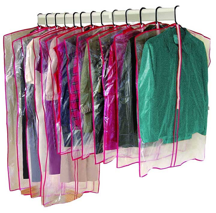 13 Piece Garment Bags for Closet Storage – Clear Vinyl and Poly Plastic material designed for convenient storage