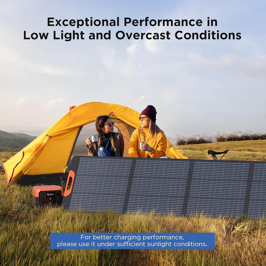 200 Watt Portable Solar Panel for Power Station,RV Essentials,200W 20V Foldable Solar Charger with Solar Cable,23.5% High Efficiency IP67 Waterproof 4 Kickstands for Camping RV Road Trip