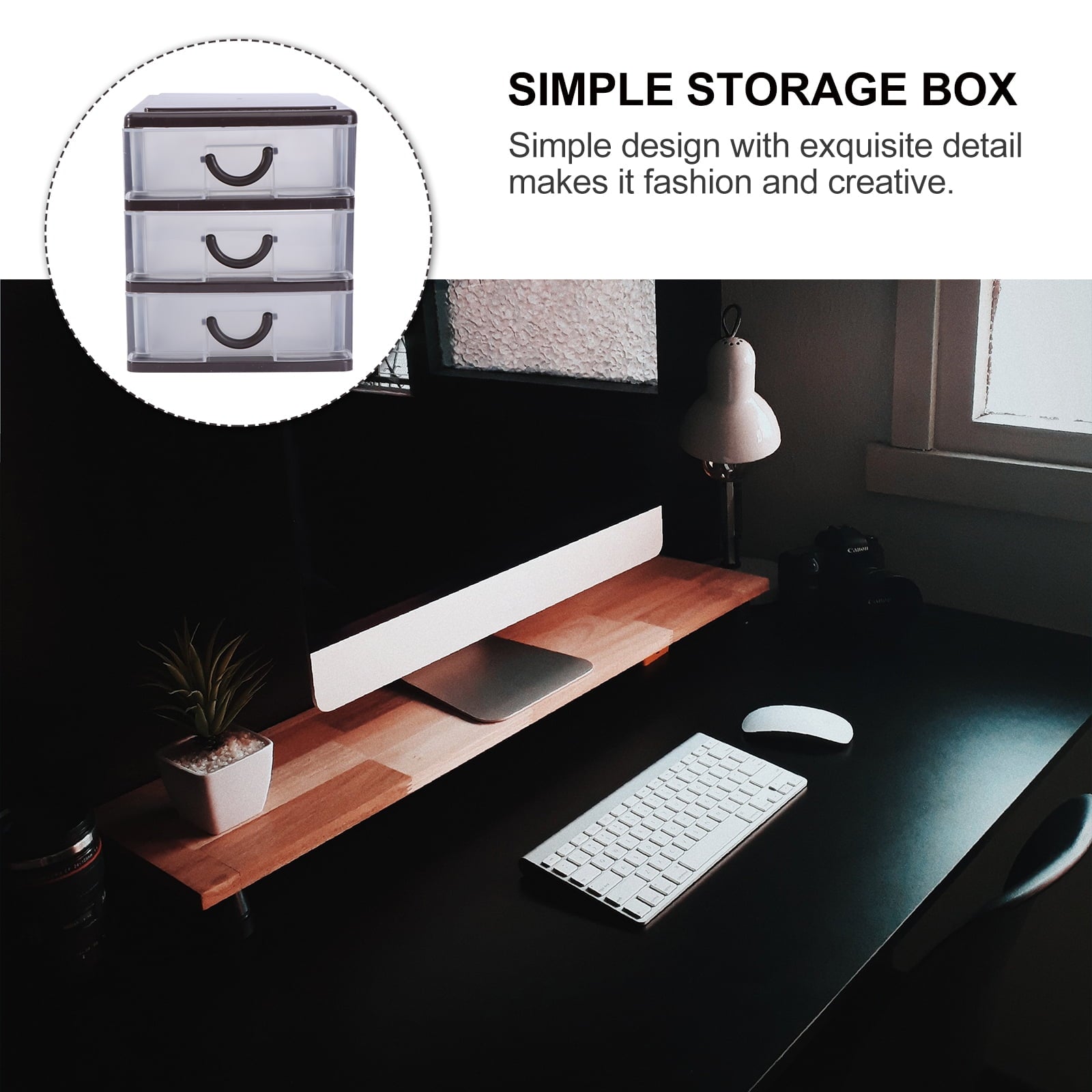 1PC Plastic Storage Box Convenient Desktop Sundries Container Practical Document Organizer Drawer Storage Case for Home Office (Brown, 3 Layers)