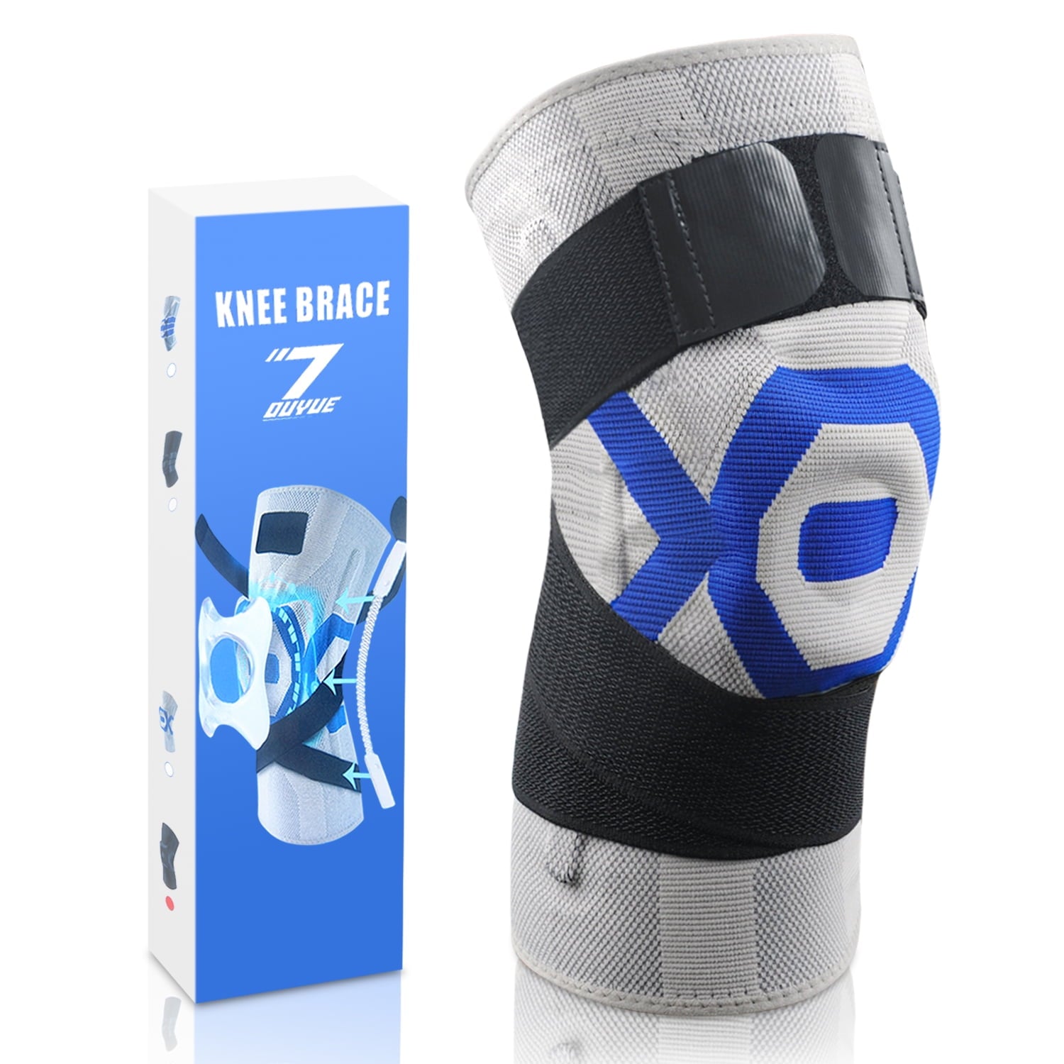 2 Pack Knee Brace | Knee Compression Sleeve for Men & Women | Knee Support for Running | Medical Grade Knee Pads for Meniscus Tear,ACL,Arthritis,Joint Pain Relief.,2*Gray