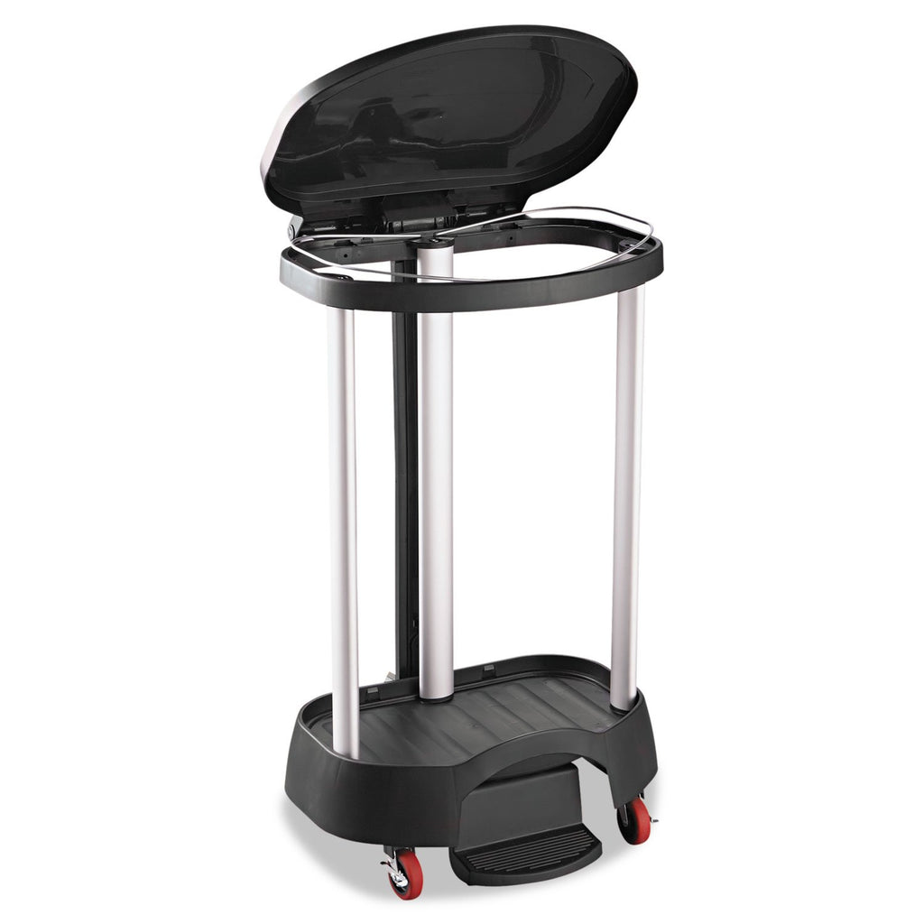 Administrative series floor-standing clothing storage basket / laundry basket, with front locking casters, capacity 30 gallons, black, without handle cover, suitable for hospitals / medical laboratories / commercial premises