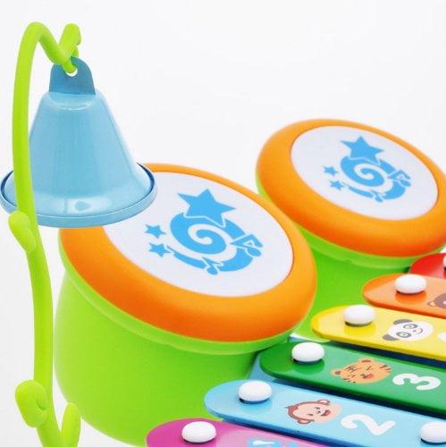 15′ Rainbow Xylophone Piano Bridge For Kids W/ Ringing Bell And Drums