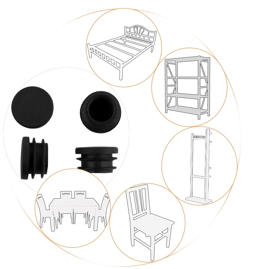 12 Pcs Antislip Plastic Round 22mm Dia Chair Foot Cover Table Furniture Leg Protector Black
