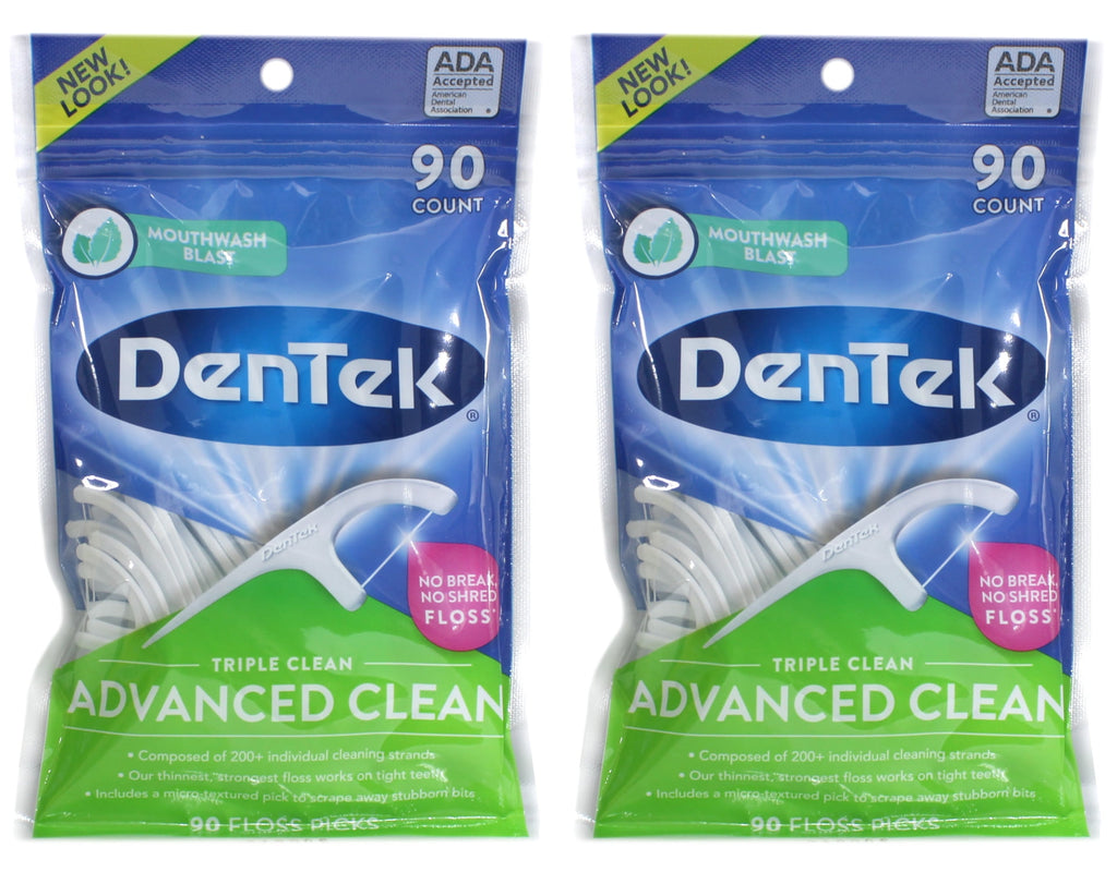 2 Pack DenTek Triple Clean Floss Picks, 90 count each