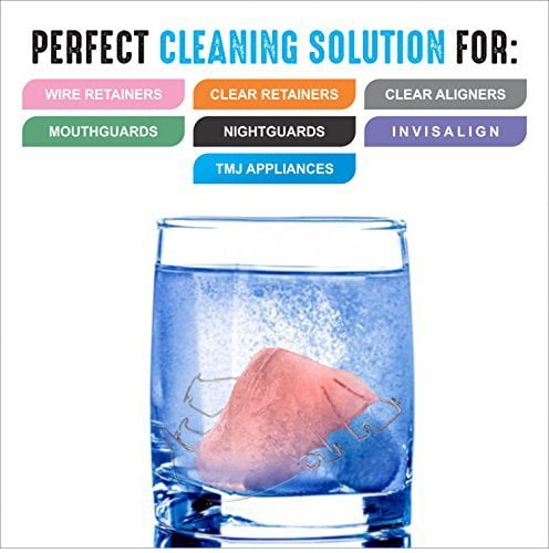 120 Retainer Cleaning Tablets -(4 Months Supply)- Removes Stain, Plaque & Bad Odor from Dentures, Nightguard, Mouth Guard & Removable Dental Appliances. Made in USA