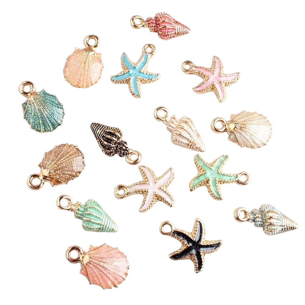 15 Pcs Unisex Jewelry Accessory Shell Conch Starfish Pendant for Necklace Bracelet