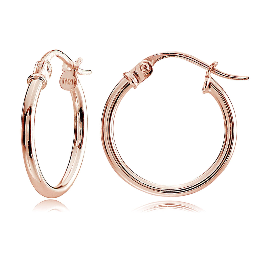 14kt Gold over Sterling Silver 15mm Tricolor Polished Hoop Earring Set