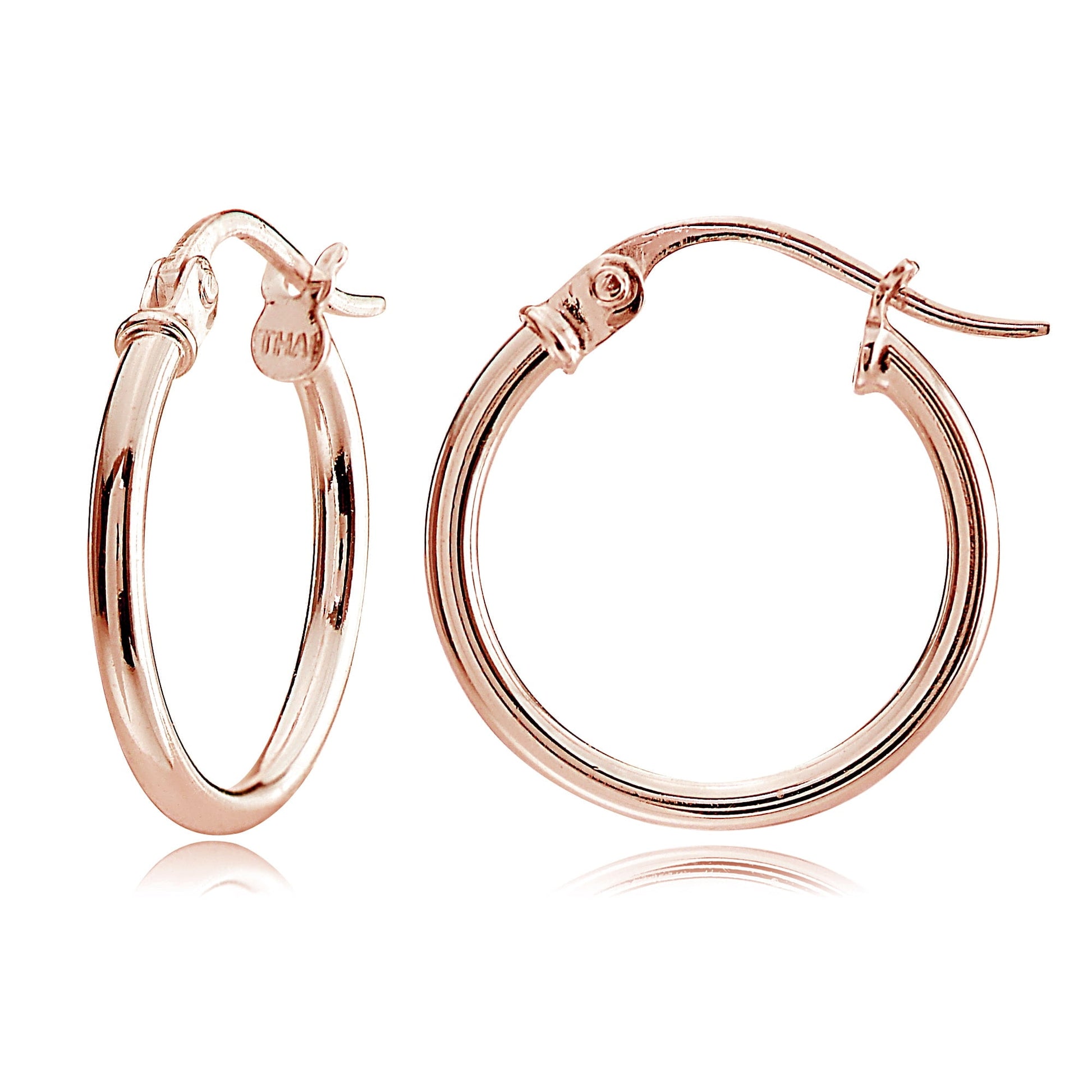 14kt Gold over Sterling Silver 15mm Tricolor Polished Hoop Earring Set