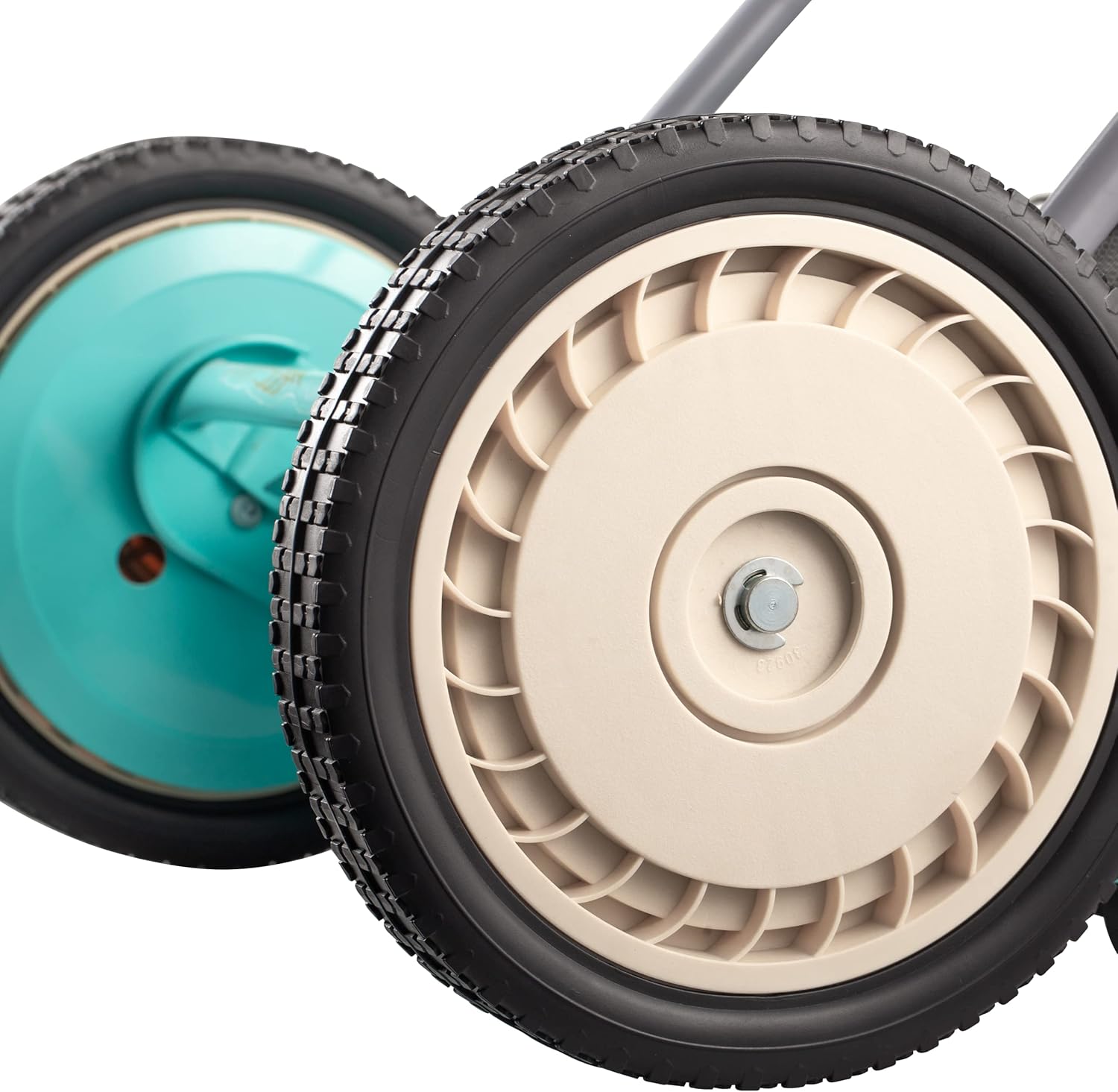 Mower Company 1725-16GC 16-inch 7-blade reel mower with grass debris collection device, designed specifically for lawns, green model