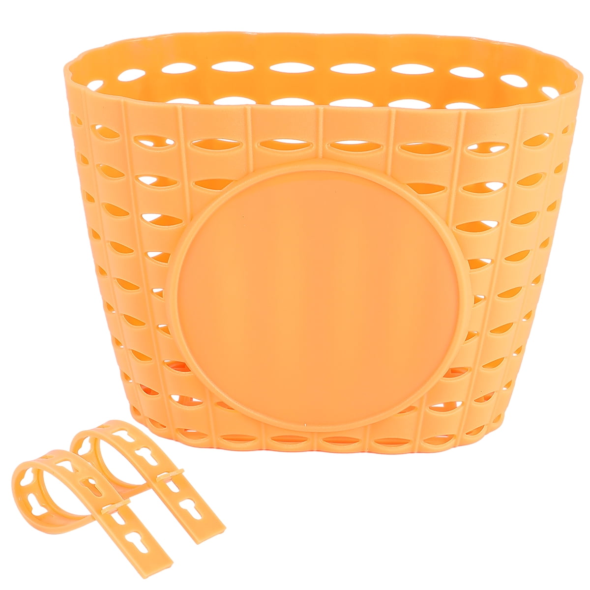 1Pc Children Bike Basket Detachable Plastic Bike Storage Basket for Kids Bike Without Stickers (Orange)