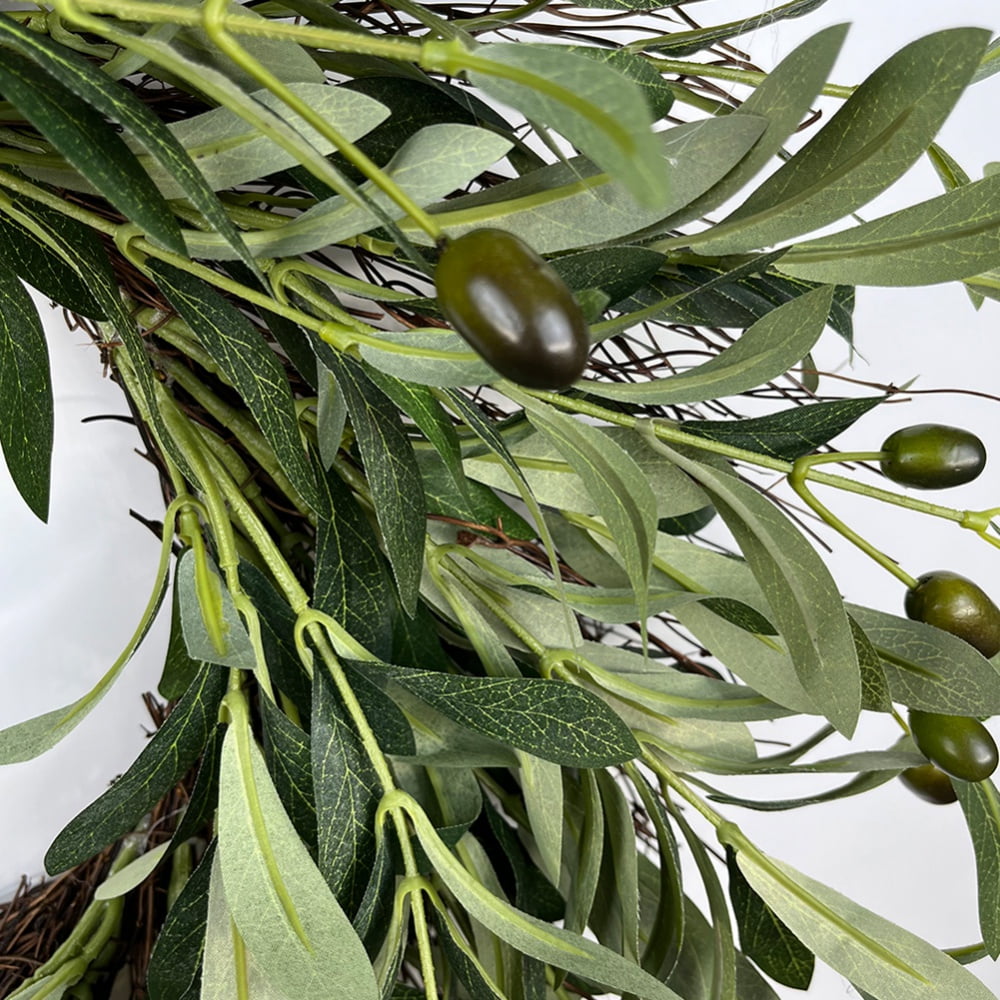 18 inches Artificial Olive Wreath for Front Door Decor Spring and Summer Faux Silk Garland Home Office Wall Window Wedding Decorations