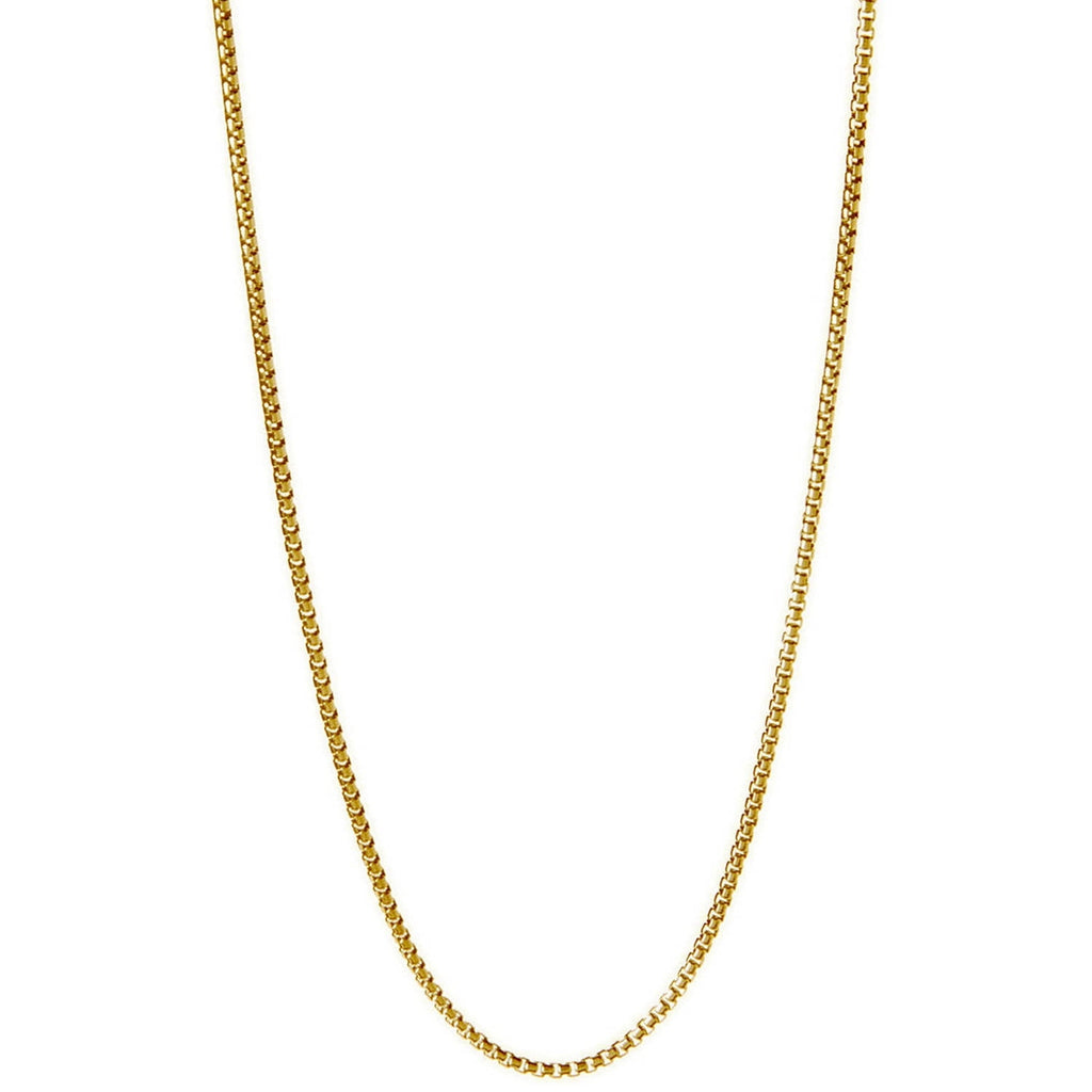 18kt Gold-Plated Sterling Silver 1.8mm Round Box Chain Men’s Necklace, 22