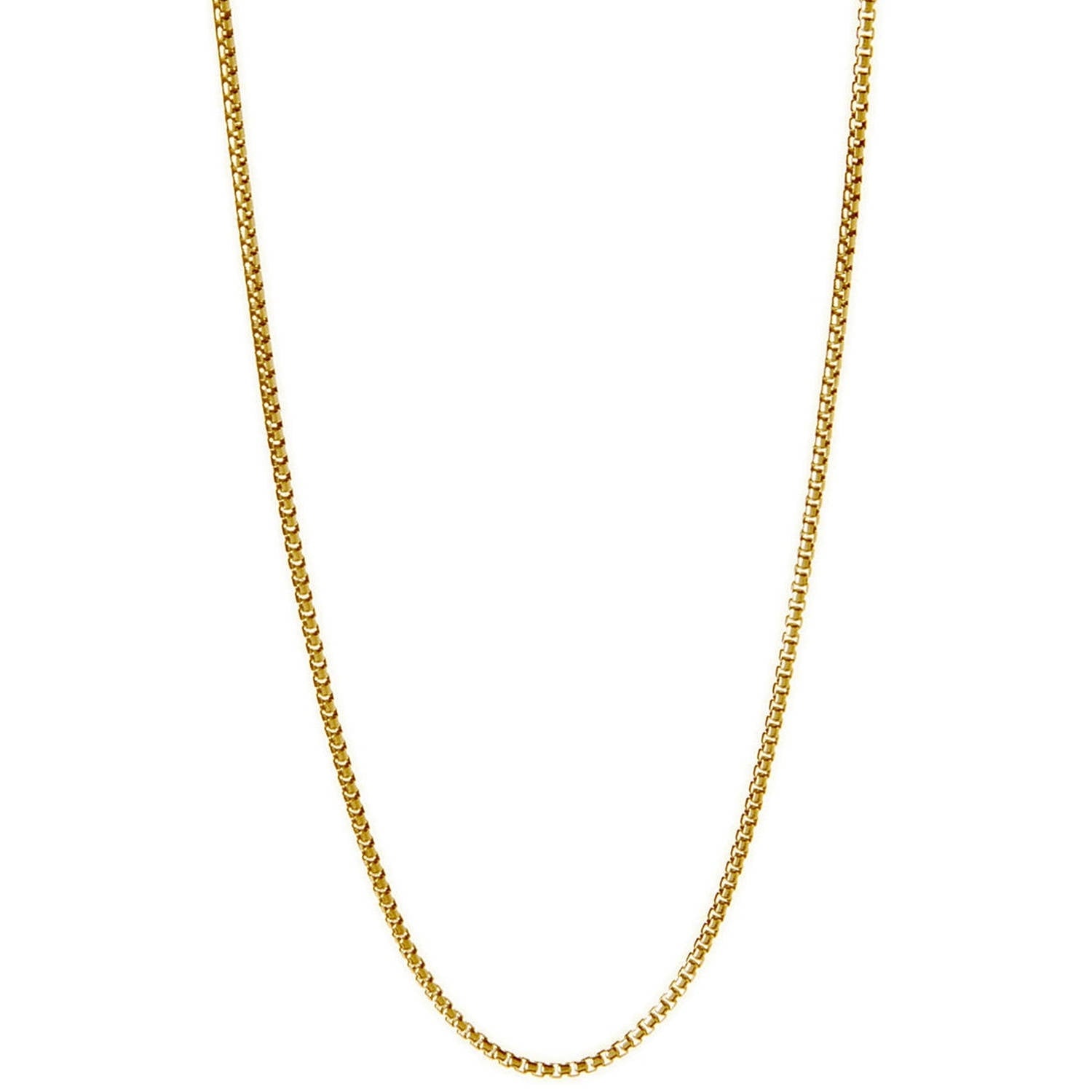 18kt Gold-Plated Sterling Silver 1.8mm Round Box Chain Men’s Necklace, 22