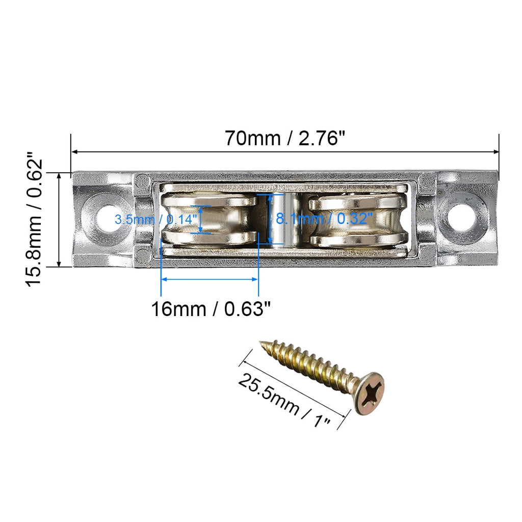 16mm Dia Bearing Steel Electroplating Double Wheel Sliding Door Window Pulley