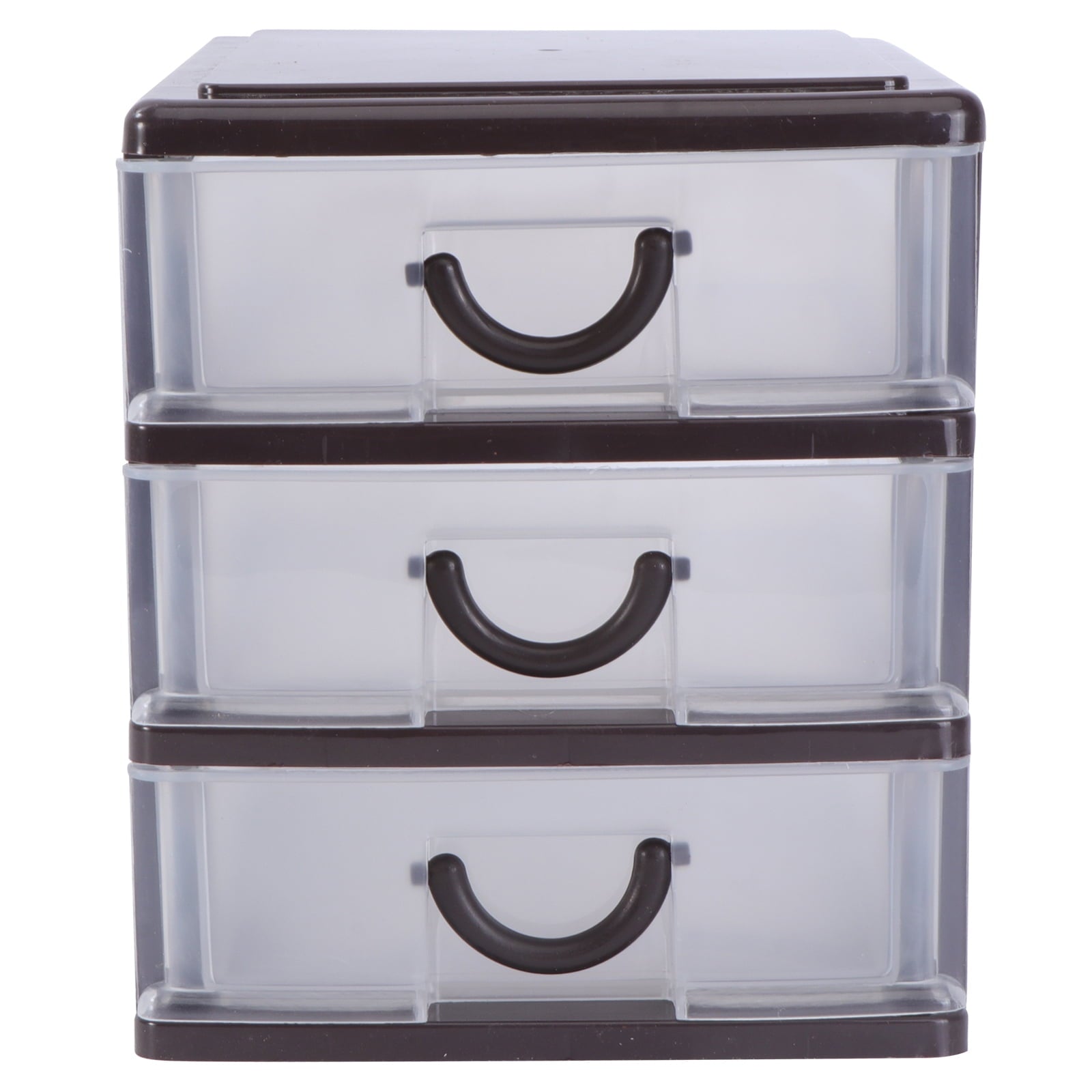 1PC Plastic Storage Box Convenient Desktop Sundries Container Practical Document Organizer Drawer Storage Case for Home Office (Brown, 3 Layers)