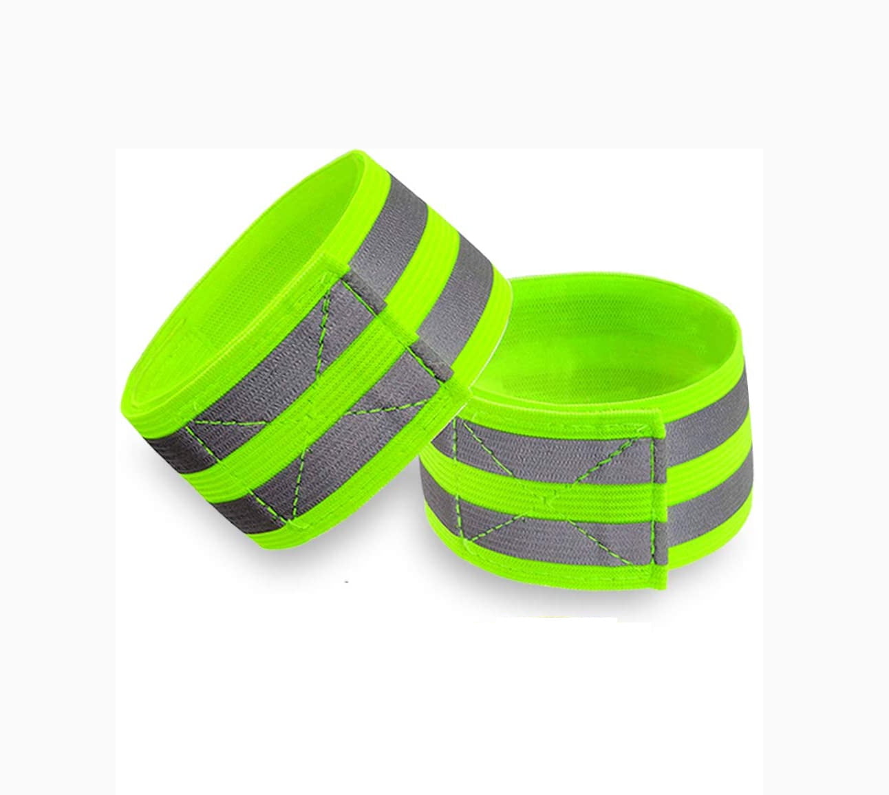 2 Pieces Reflective Bands Reflector Bands for Wrist, Arm, Ankle, Leg, High Visibility Reflective Gear Safety Reflector Tape Straps for Night Walking, Cycling and Running, Green