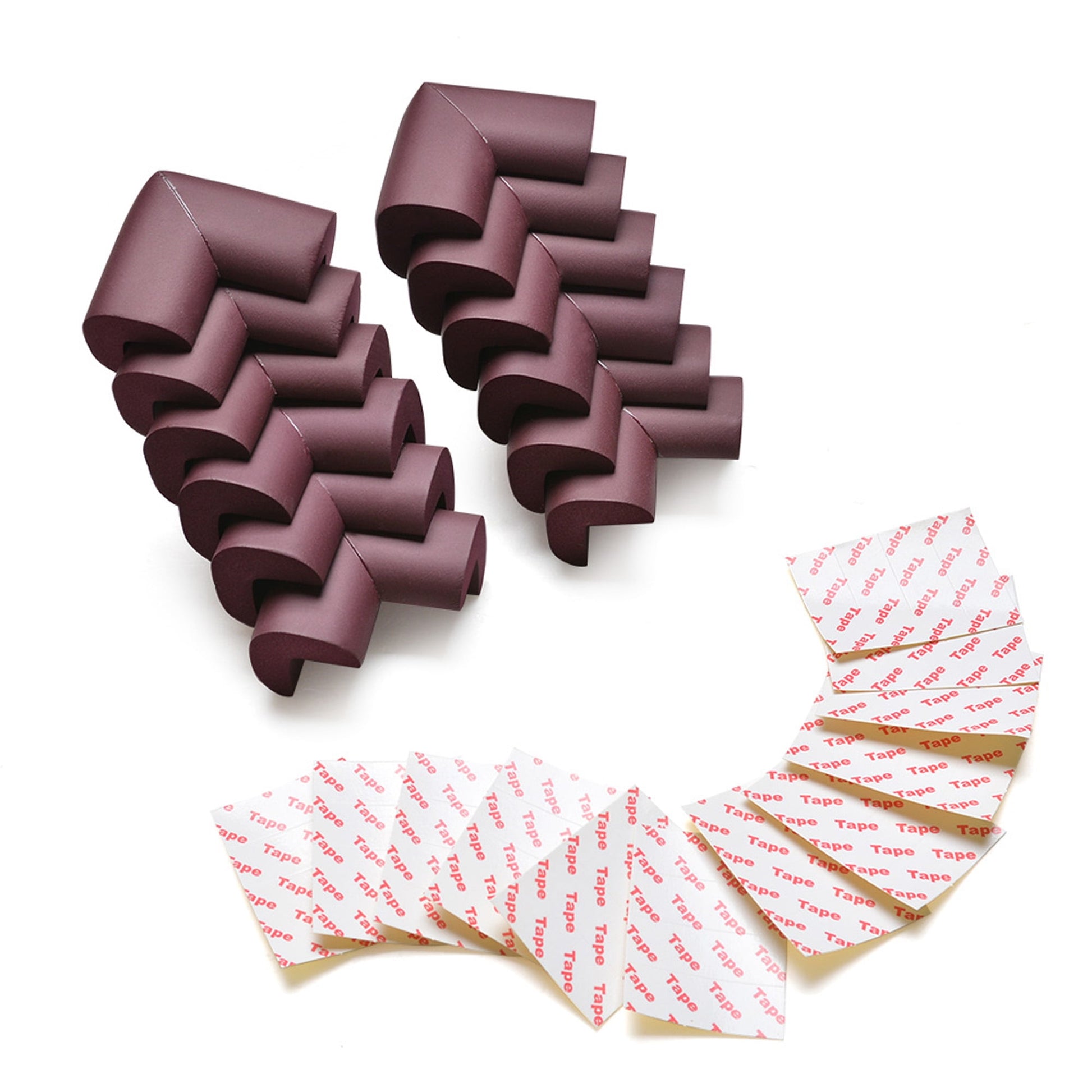 12Pc Baby Proofing Corner Guards Edge Protectors Soft Caring Baby Corners Foam Rubber Table Furniture Bumper Child Safety Safe Corner Cushion Brown