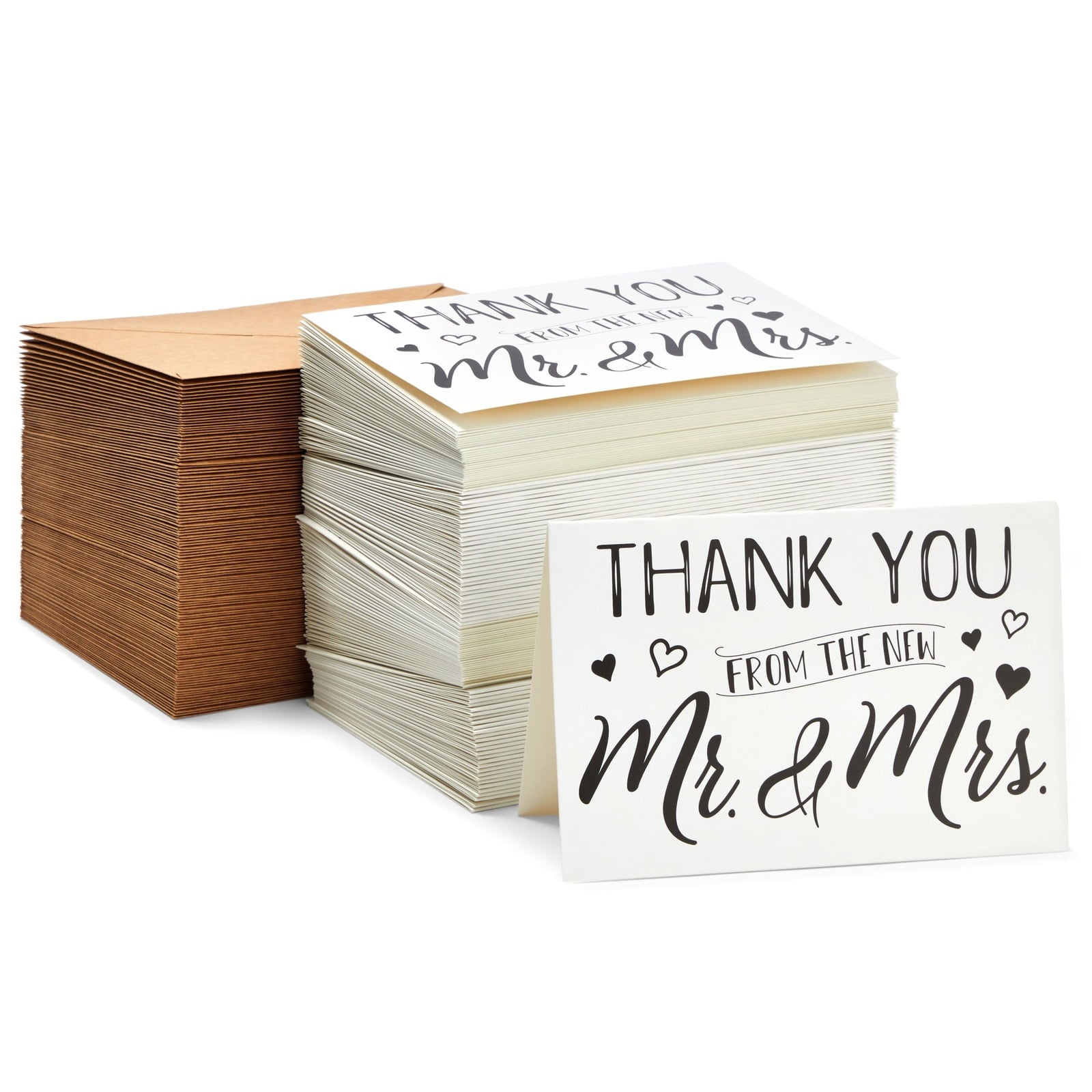 120 Pack Wedding Thank You Greeting Cards with Brown Envelopes (4×6 Inches)