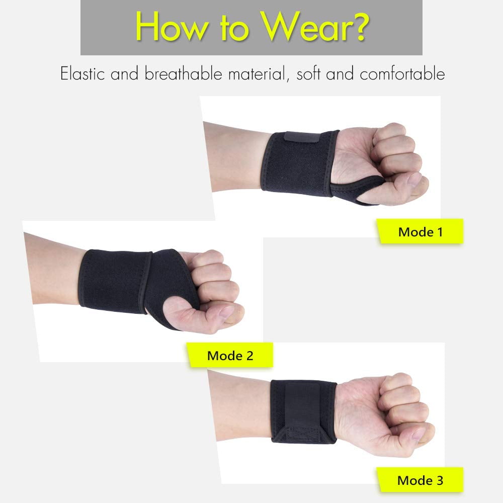 2 Pcs Adjustable Wrist Brace, Wrist Support Comfortable for Arthritis and Tendinitis, Wrist Compression Wrap Fit for Right and Left Hand