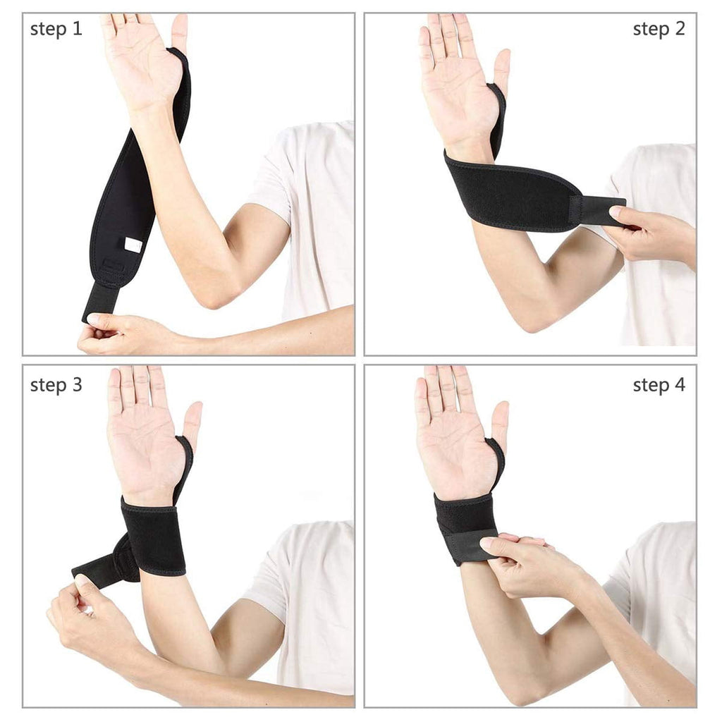 2 Pcs Adjustable Wrist Brace, Wrist Support Comfortable for Arthritis and Tendinitis, Wrist Compression Wrap Fit for Right and Left Hand