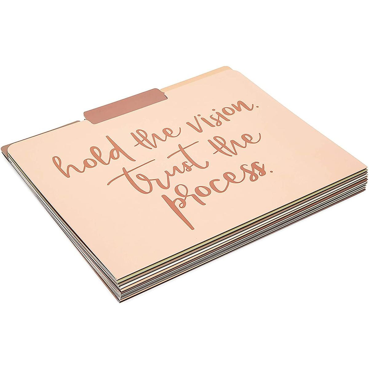12 Pack Decorative File Folder System, 1/3 Cut Top Tab Pocket Holder Organizer, 6 Motivational Quotes Designs