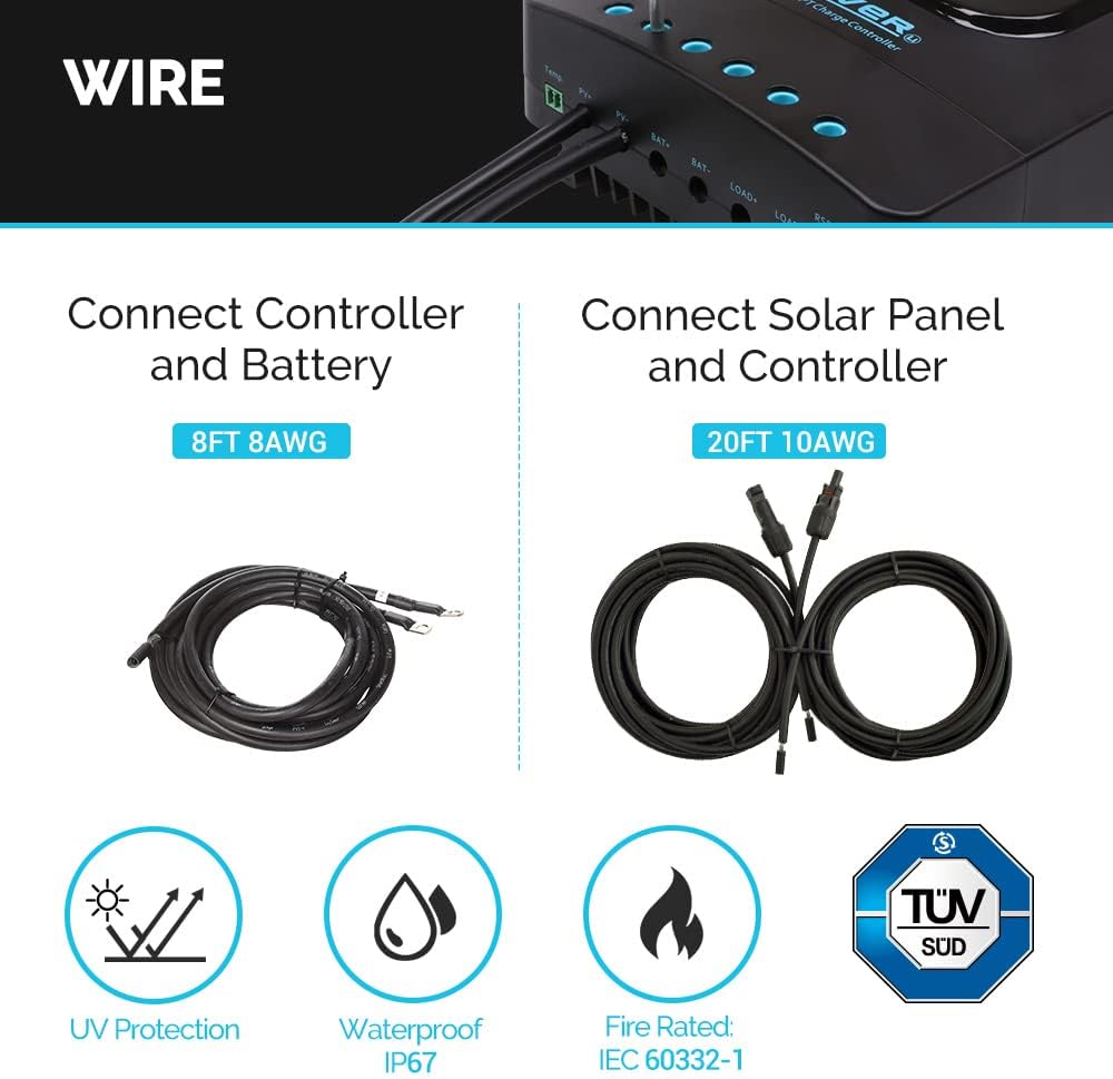 400 Watt 12 Volt Premium 4 Pcs 100W Panel+40A MPPT Charge Controller+ Bluetooth Module Fuse+ Mounting Z Brackets+Adaptor Kit +Tray Cables Set, 400W, Grid 12V Solar Power System