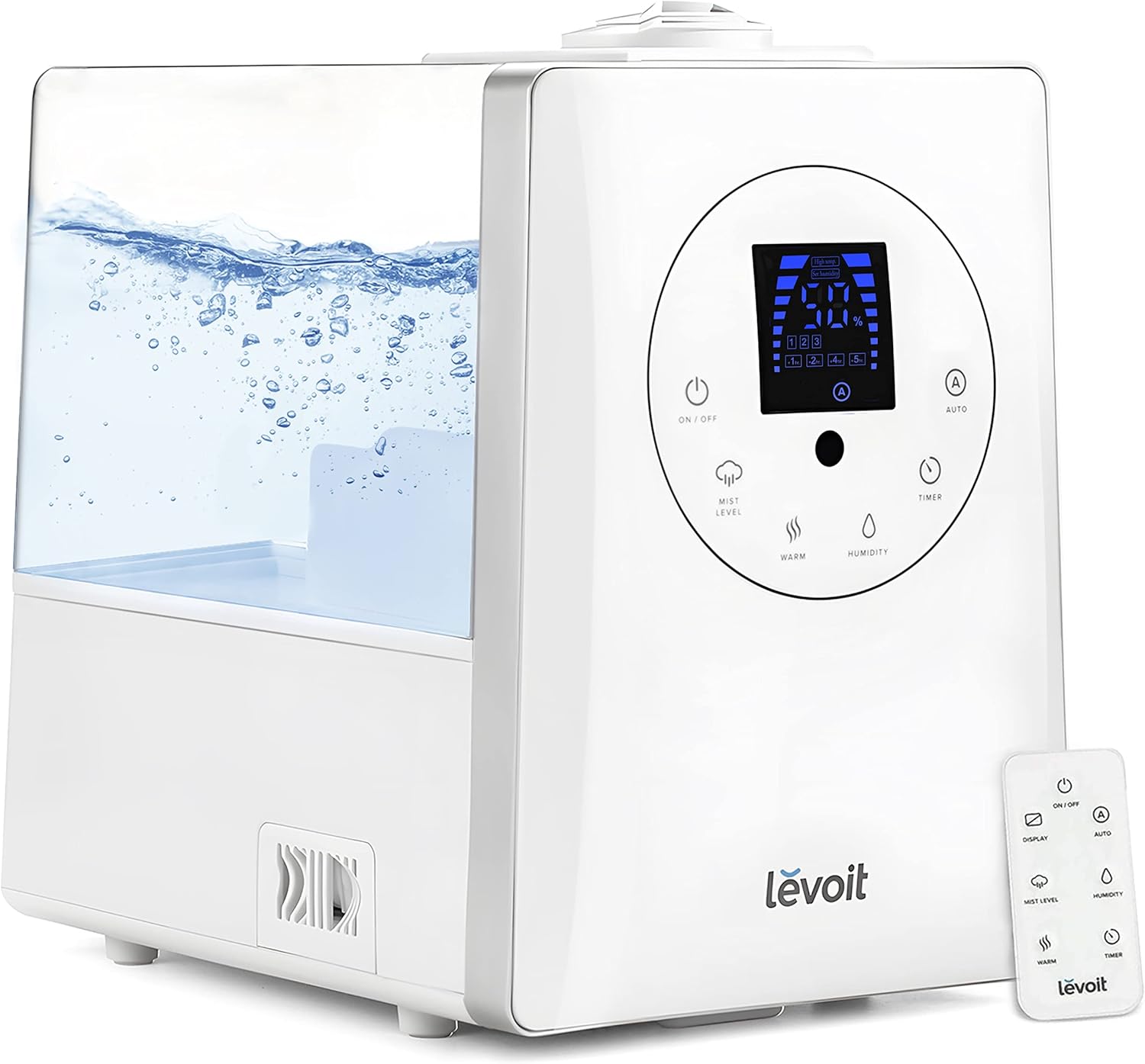 Intelligent evaporative humidifier, suitable for the entire home, with a coverage area of up to 3000 square feet, a capacity of 6 gallons, capable of continuous use for 72 hours, equipped with high-quality filters, featuring a dry mode, equipped with
